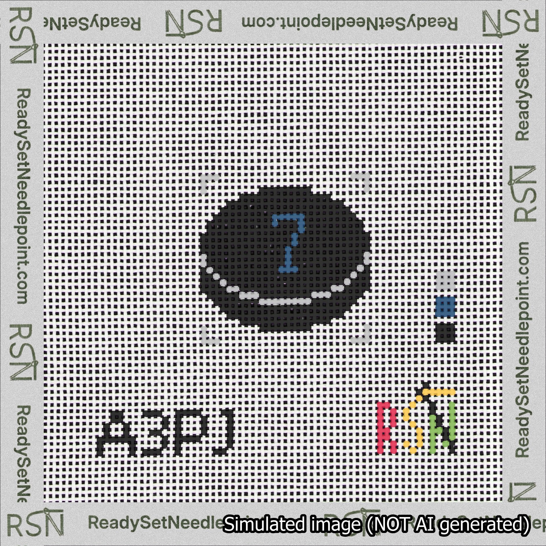 Hockey Puck Bag Charm Blue 0-49 Needlepoint Canvas Design