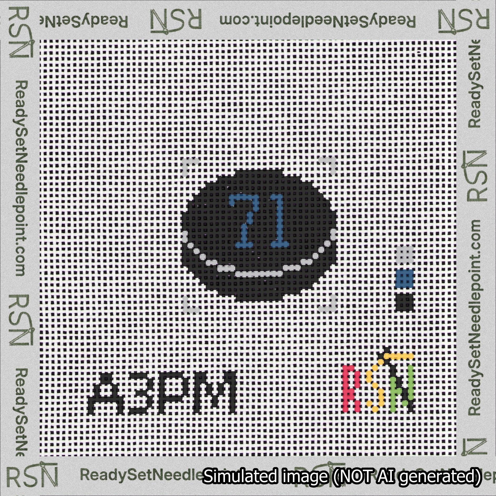 Hockey Puck Bag Charm Blue 50-99 Needlepoint Canvas Design