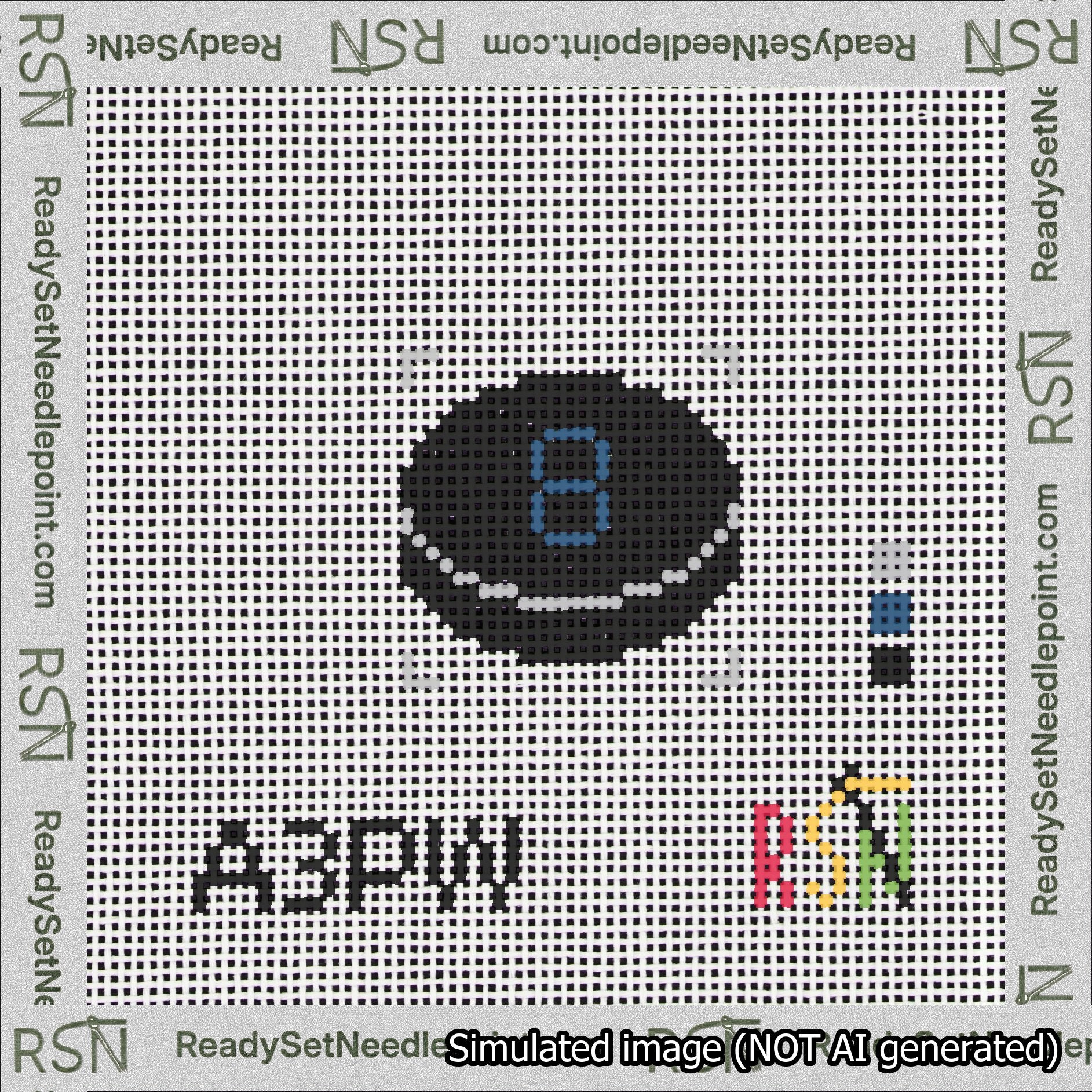 Hockey Puck Bag Charm Blue 0-49 Needlepoint Canvas Design