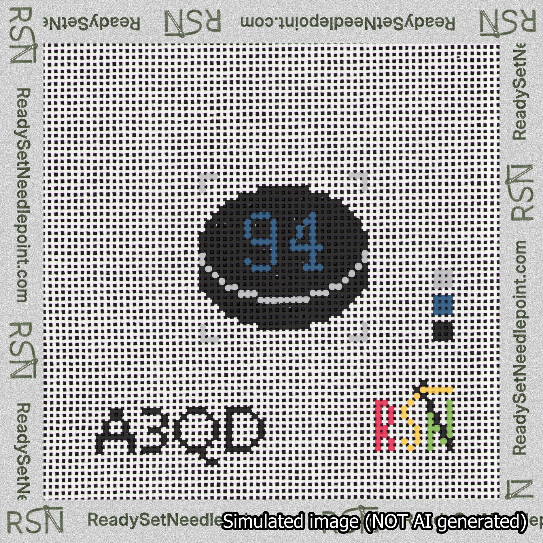 Hockey Puck Bag Charm Blue 50-99 Needlepoint Canvas Design