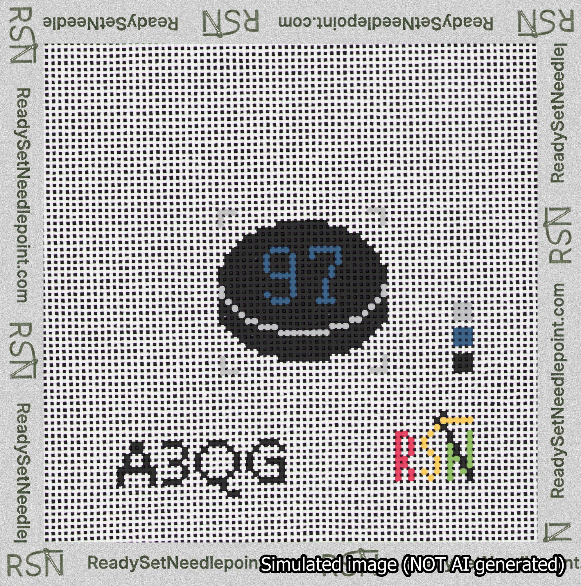 Hockey Puck Bag Charm Blue 50-99 Needlepoint Canvas Design