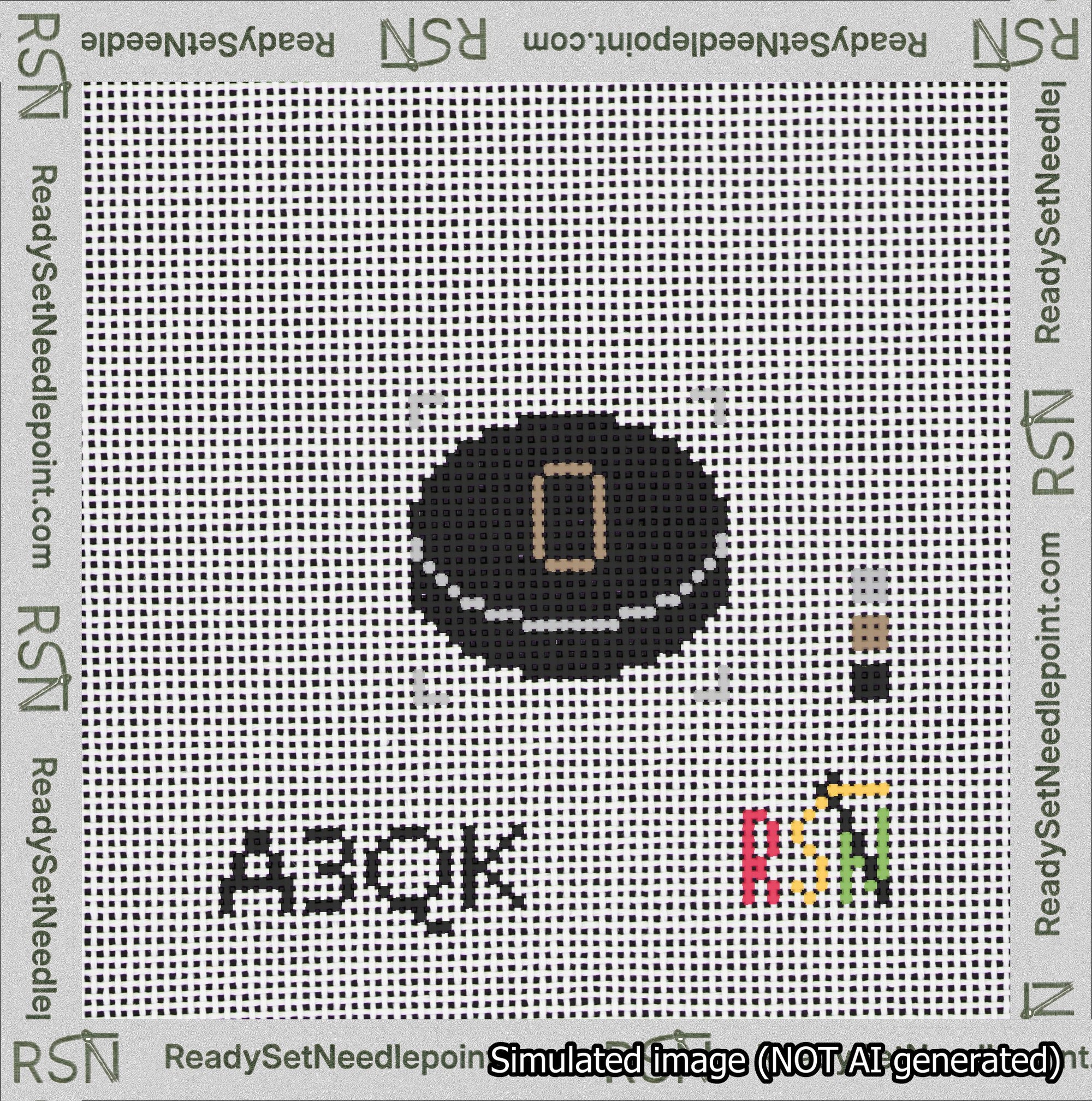 Hockey Puck Bag Charm Brown 0-49 Needlepoint Canvas Design