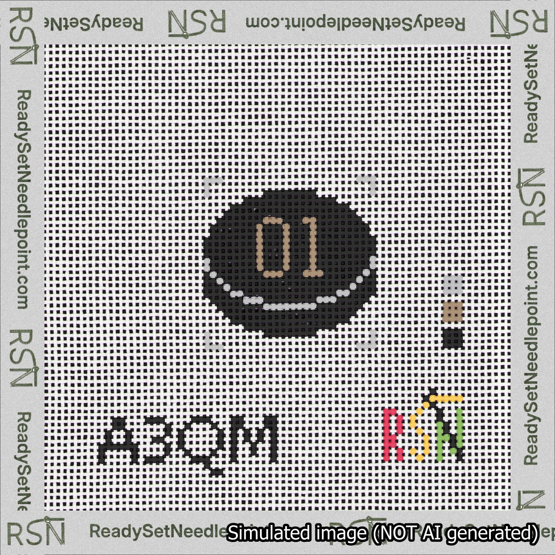 Hockey Puck Bag Charm Brown 0-49 Needlepoint Canvas Design