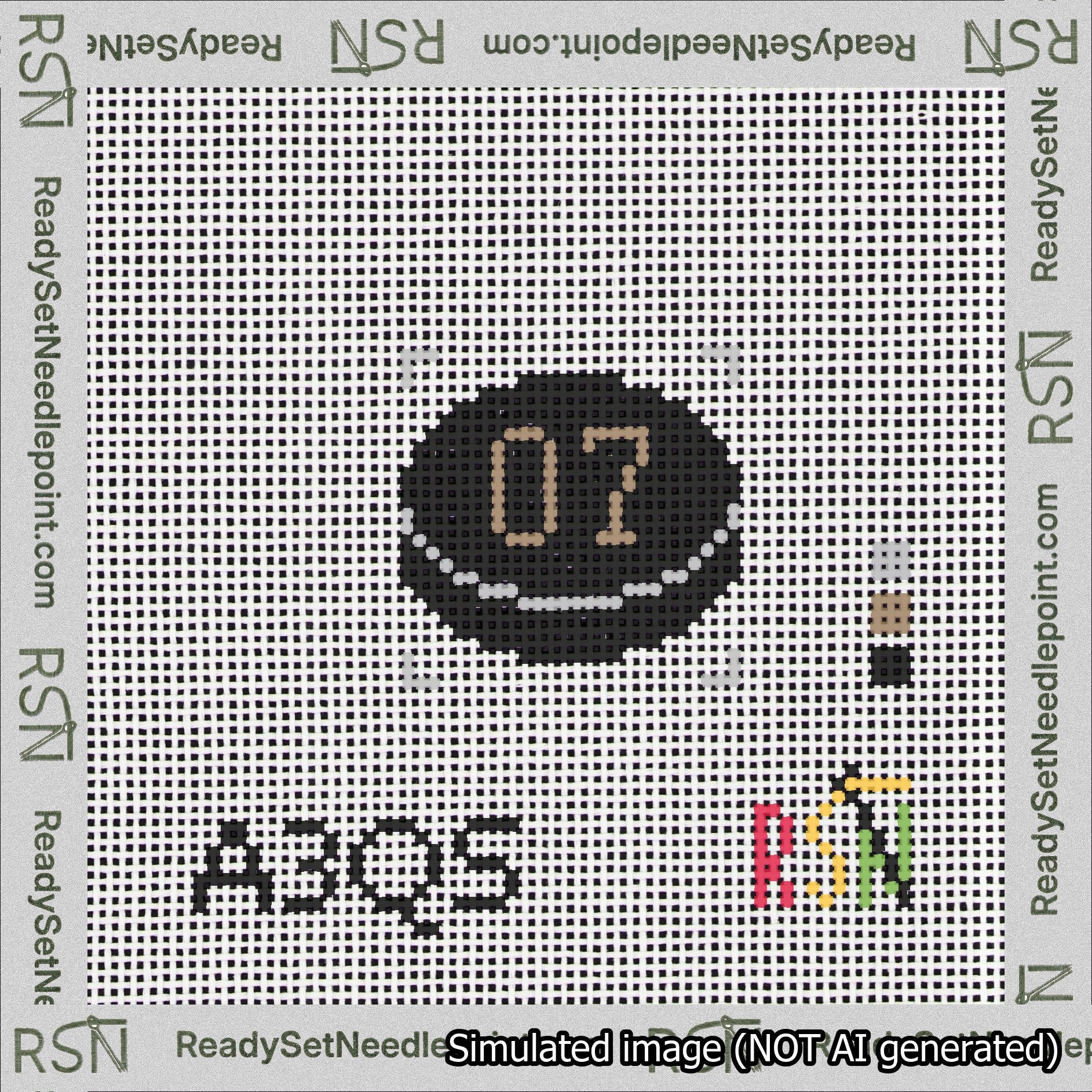 Hockey Puck Bag Charm Brown 0-49 Needlepoint Canvas Design