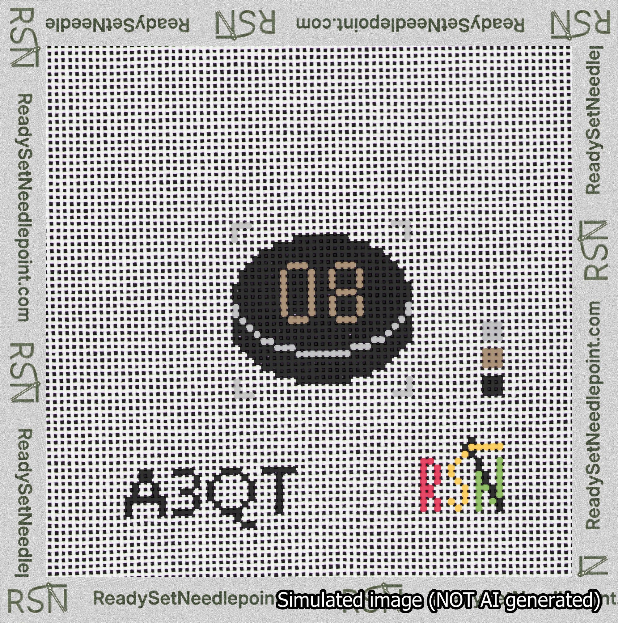 Hockey Puck Bag Charm Brown 0-49 Needlepoint Canvas Design