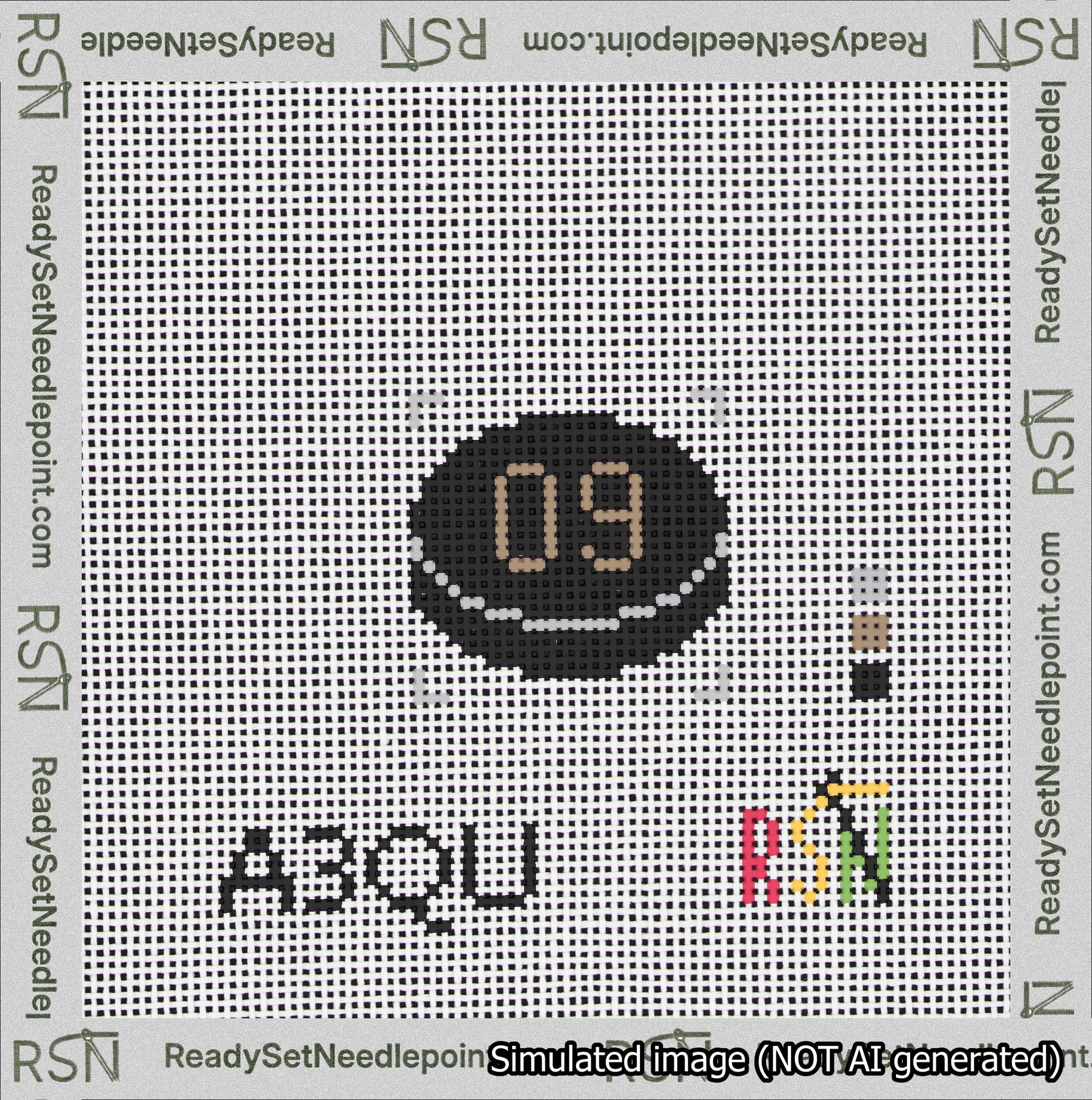 Hockey Puck Bag Charm Brown 0-49 Needlepoint Canvas Design