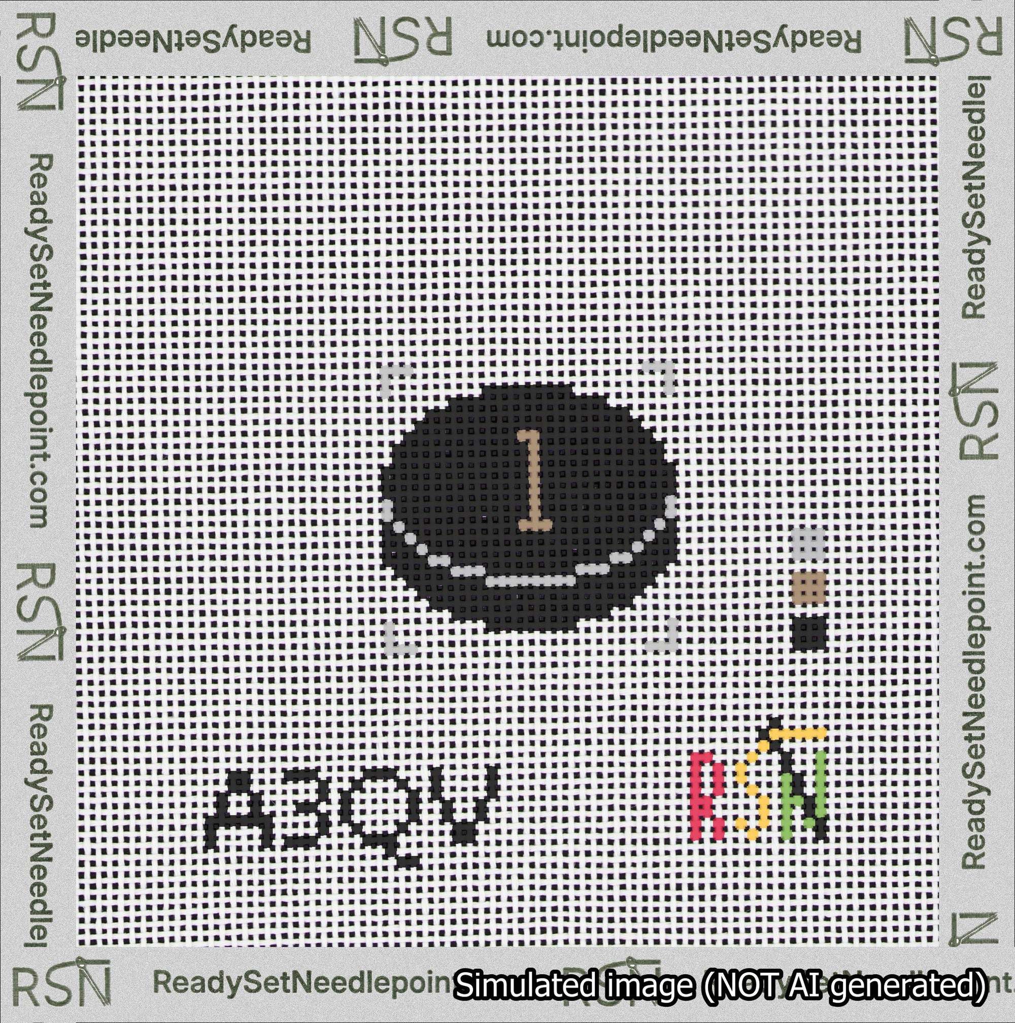 Hockey Puck Bag Charm Brown 0-49 Needlepoint Canvas Design