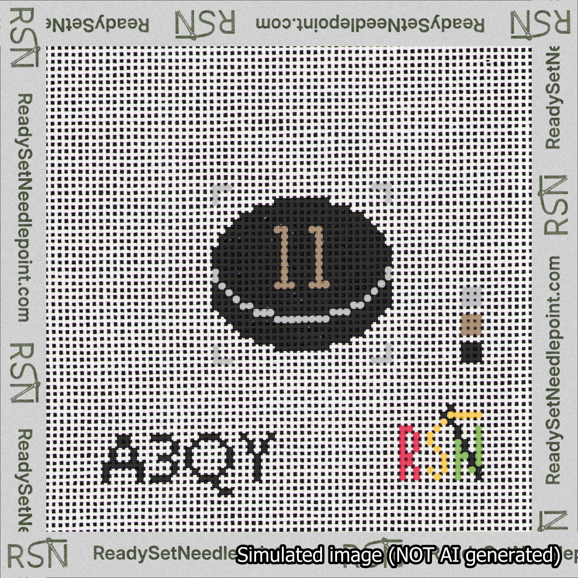 Hockey Puck Bag Charm Brown 0-49 Needlepoint Canvas Design