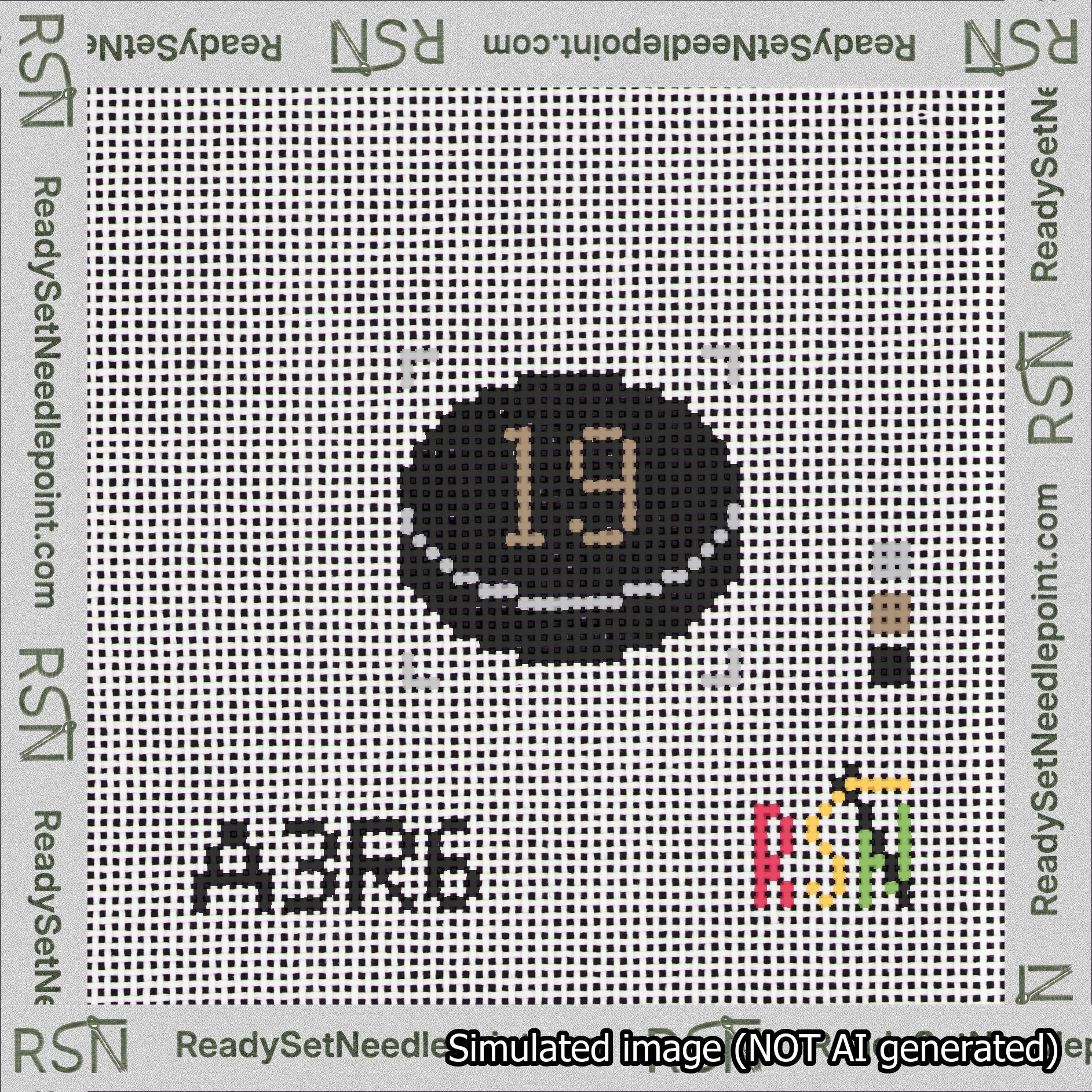 Hockey Puck Bag Charm Brown 0-49 Needlepoint Canvas Design