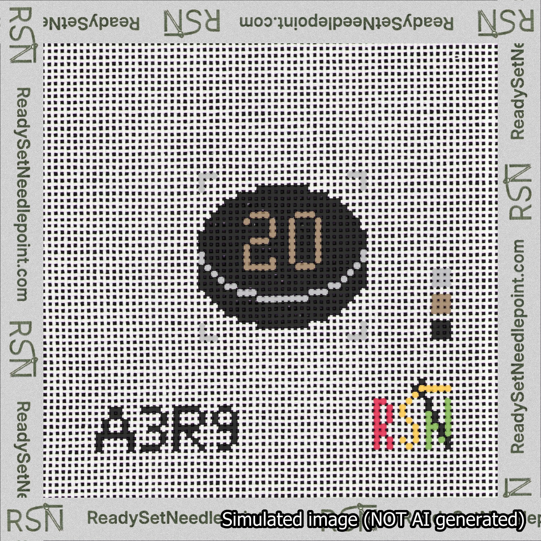 Hockey Puck Bag Charm Brown 0-49 Needlepoint Canvas Design