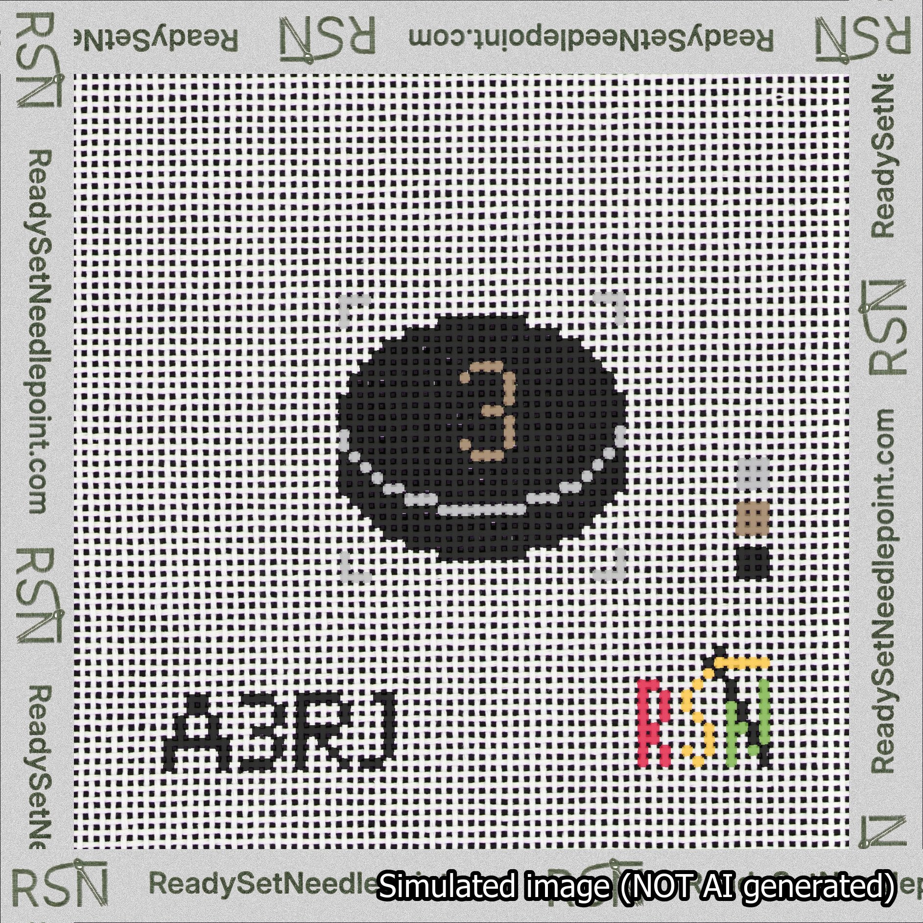 Hockey Puck Bag Charm Brown 0-49 Needlepoint Canvas Design