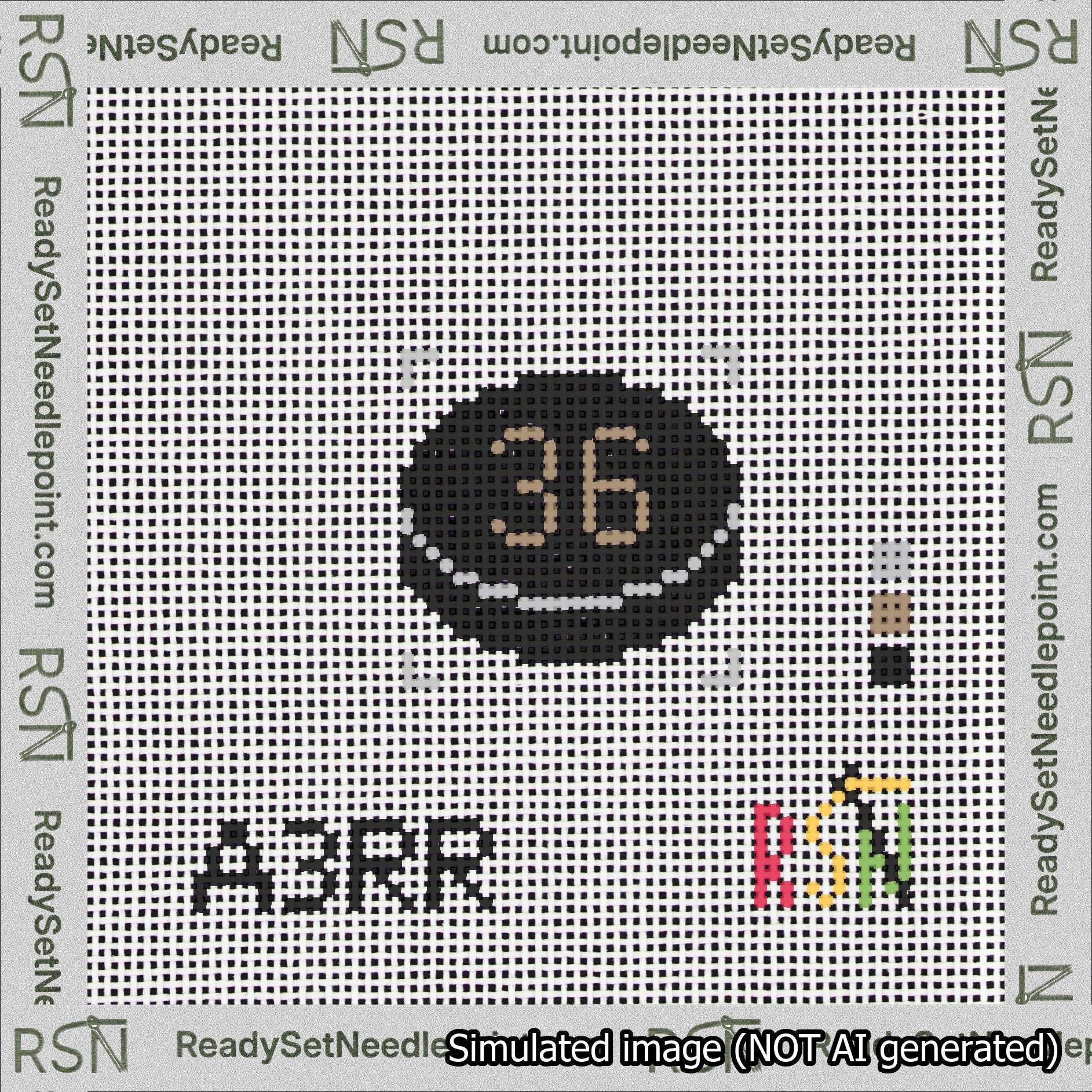 Hockey Puck Bag Charm Brown 0-49 Needlepoint Canvas Design