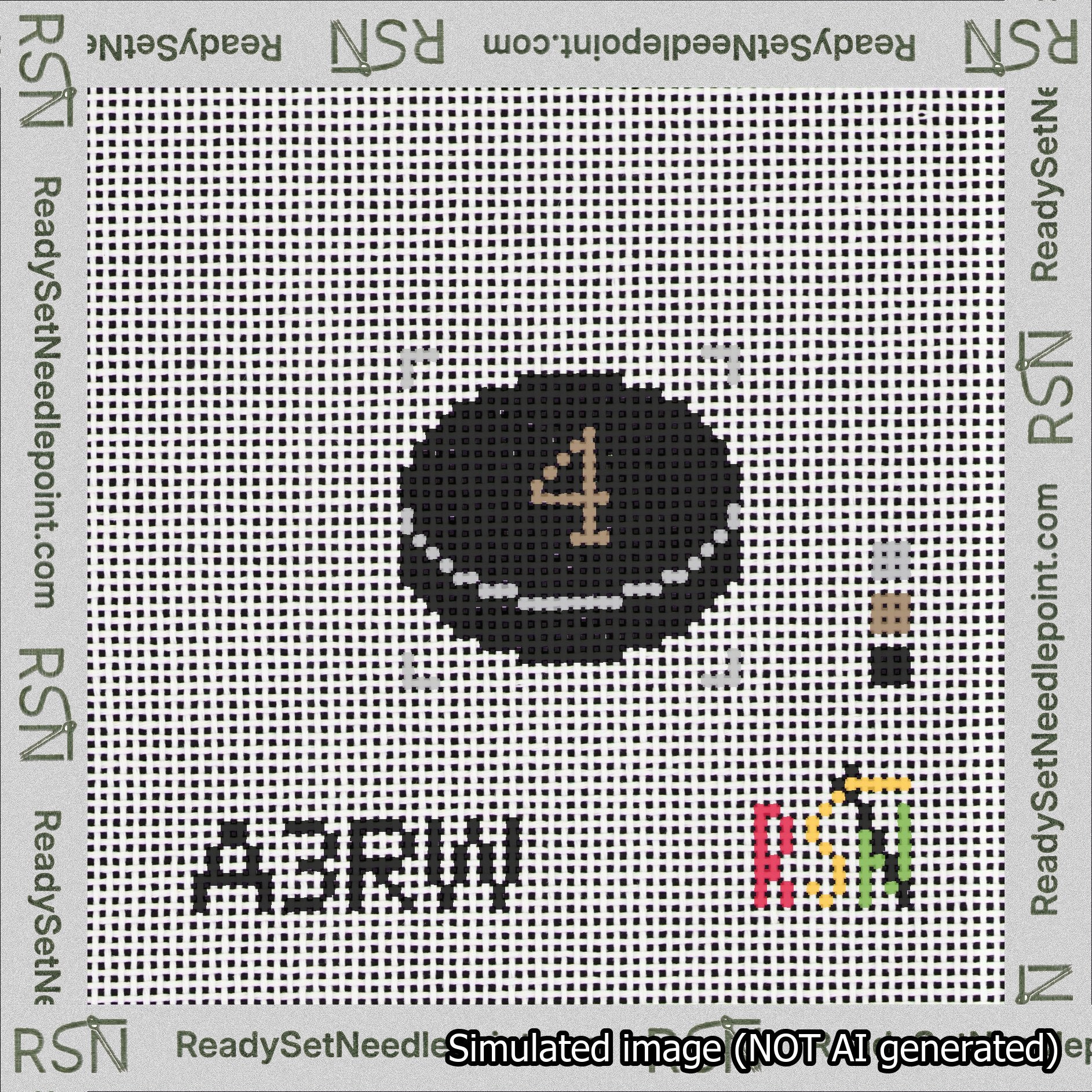 Hockey Puck Bag Charm Brown 0-49 Needlepoint Canvas Design