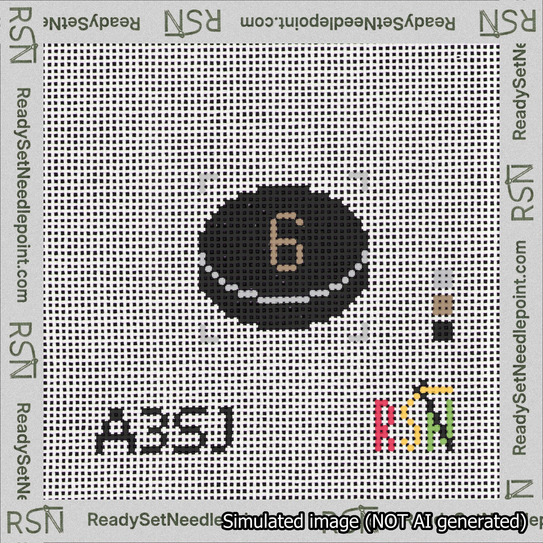 Hockey Puck Bag Charm Brown 0-49 Needlepoint Canvas Design