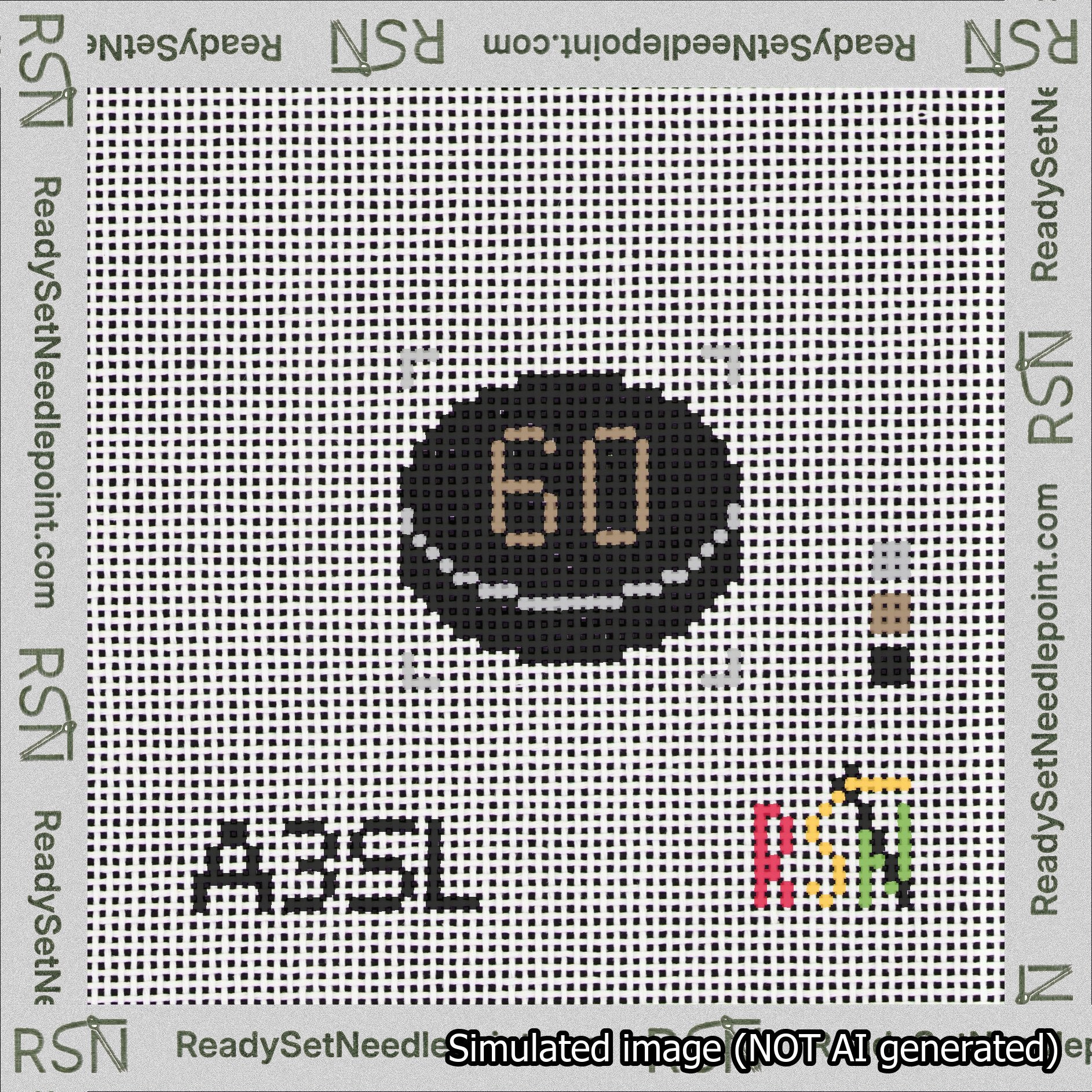 Hockey Puck Bag Charm Brown 50-99 Needlepoint Canvas Design