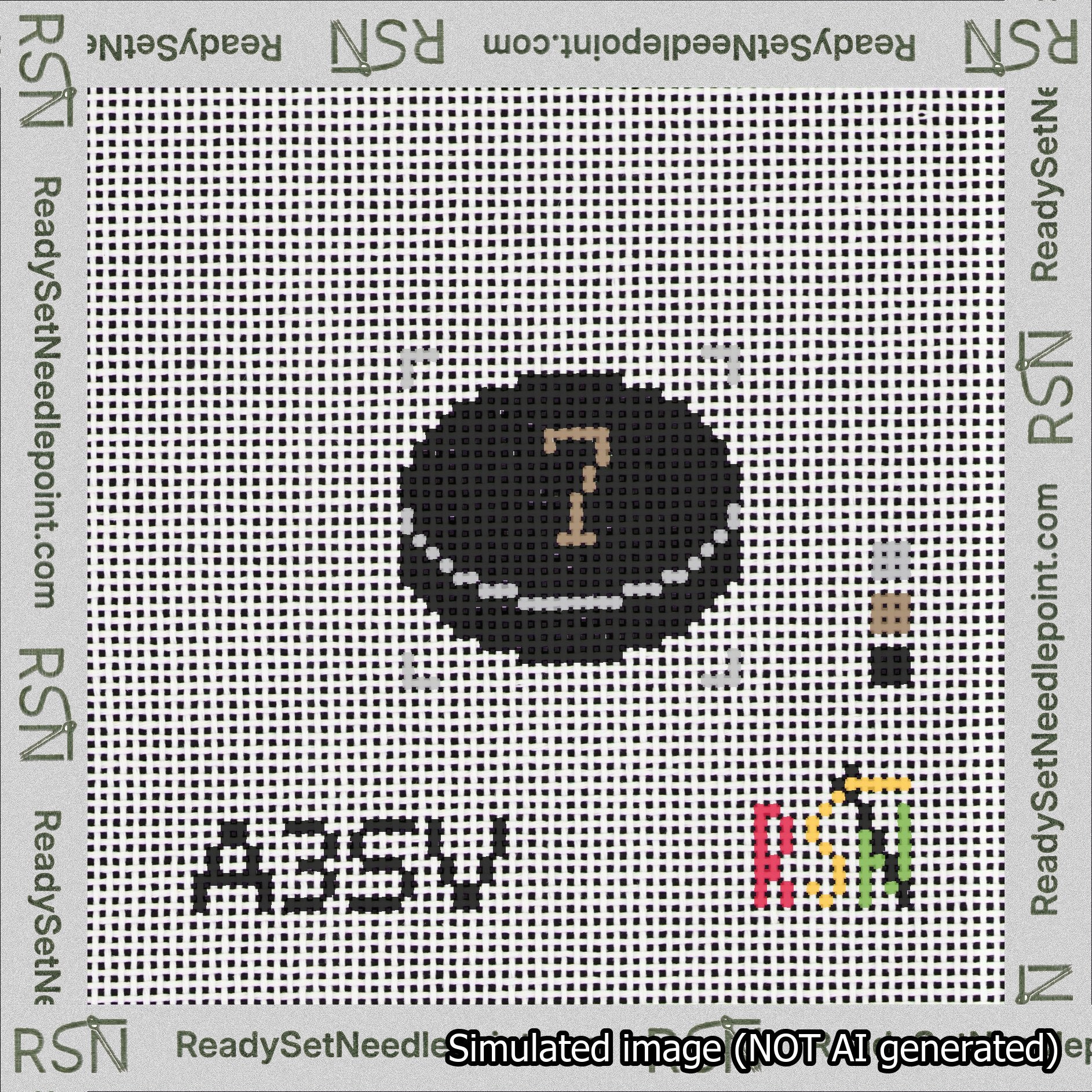 Hockey Puck Bag Charm Brown 0-49 Needlepoint Canvas Design