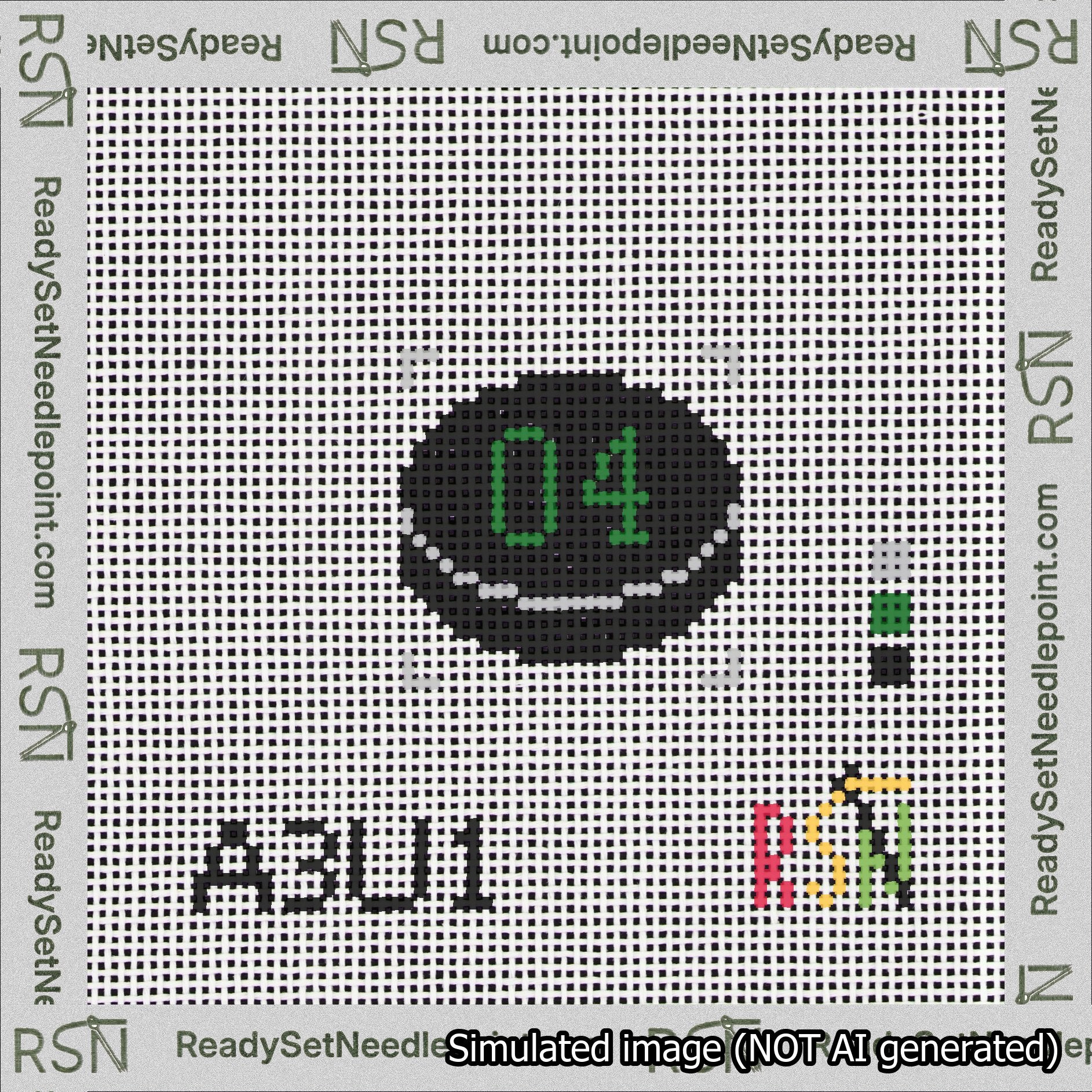 Hockey Puck Bag Charm Green 0-49 Needlepoint Canvas Design