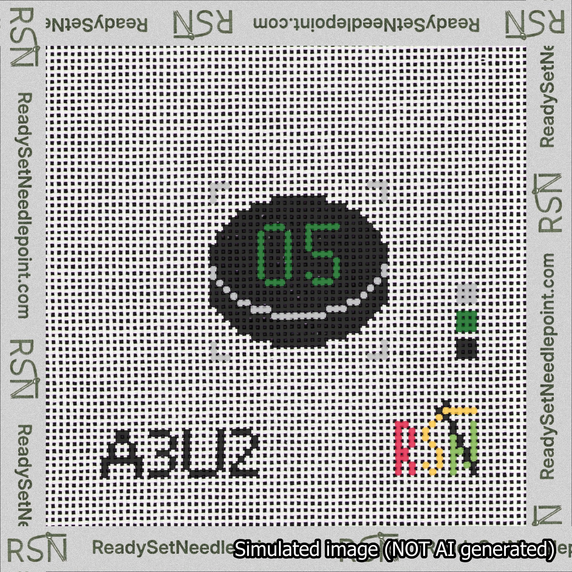 Hockey Puck Bag Charm Green 0-49 Needlepoint Canvas Design