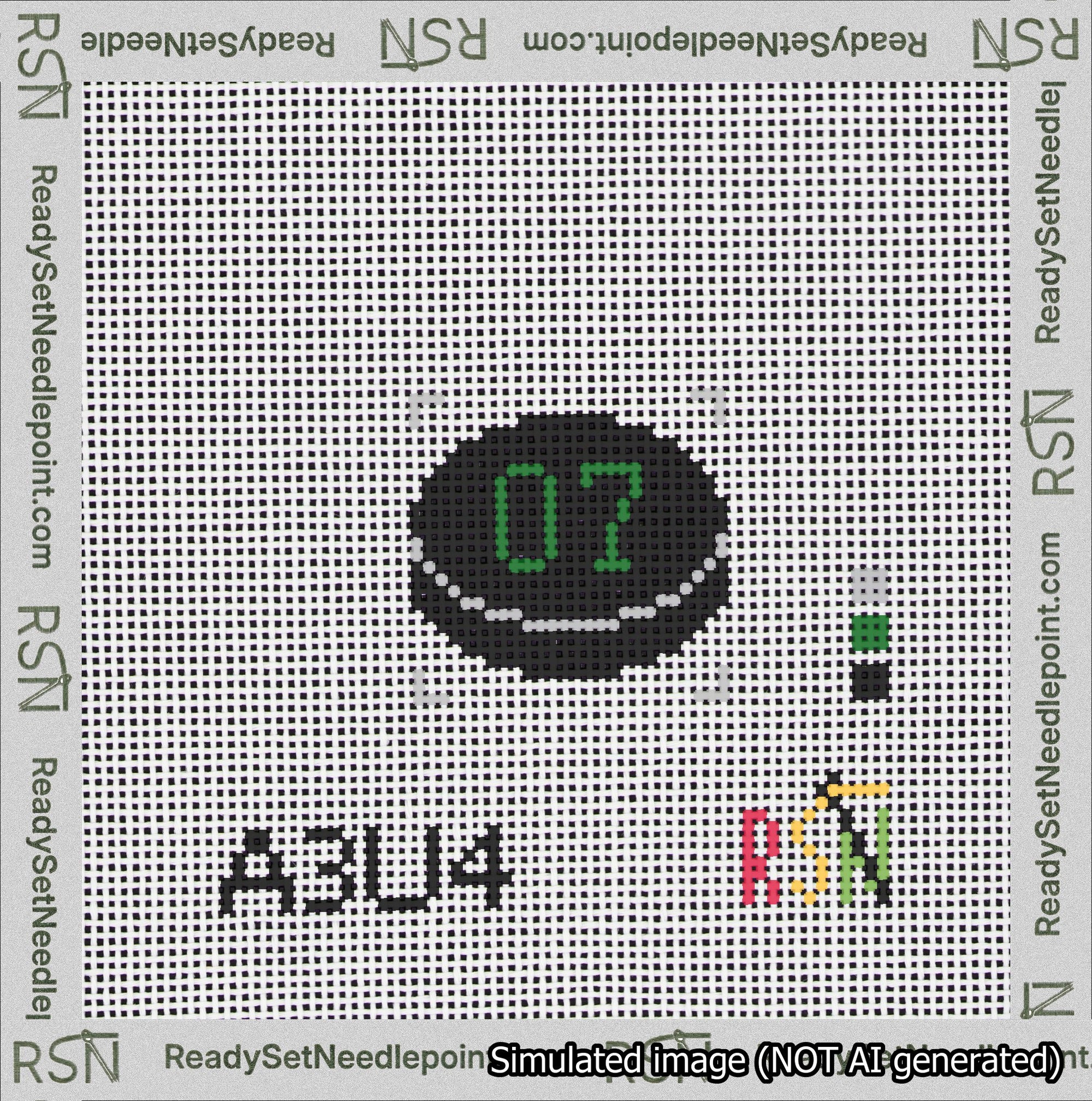 Hockey Puck Bag Charm Green 0-49 Needlepoint Canvas Design