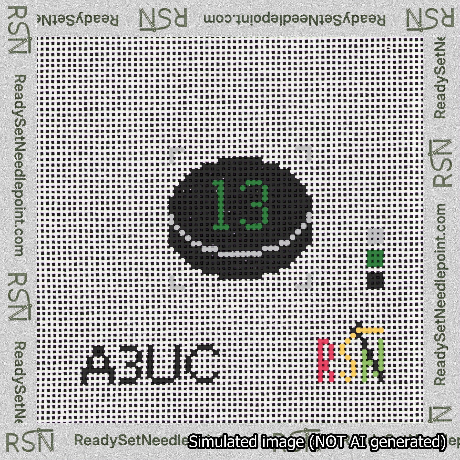 Hockey Puck Bag Charm Green 0-49 Needlepoint Canvas Design