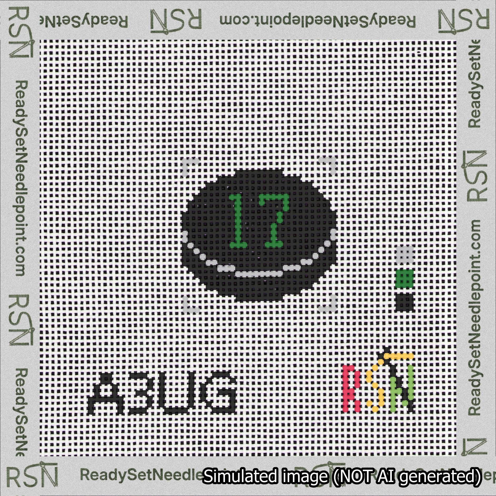 Hockey Puck Bag Charm Green 0-49 Needlepoint Canvas Design