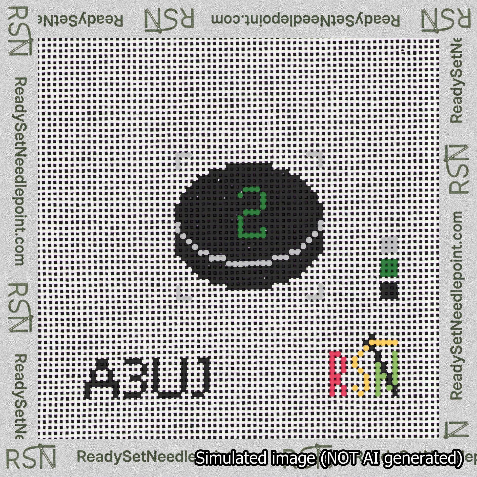 Hockey Puck Bag Charm Green 0-49 Needlepoint Canvas Design