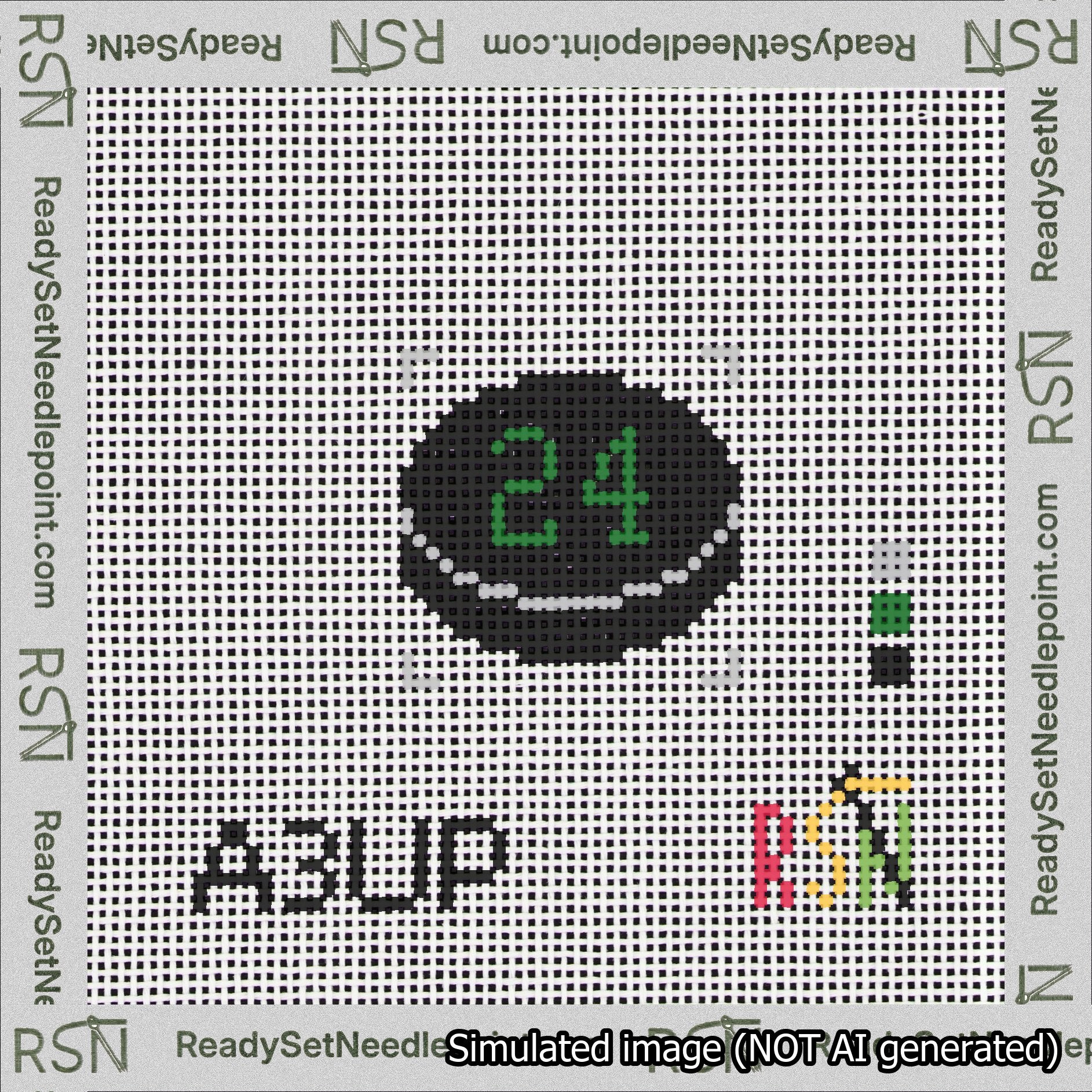 Hockey Puck Bag Charm Green 0-49 Needlepoint Canvas Design