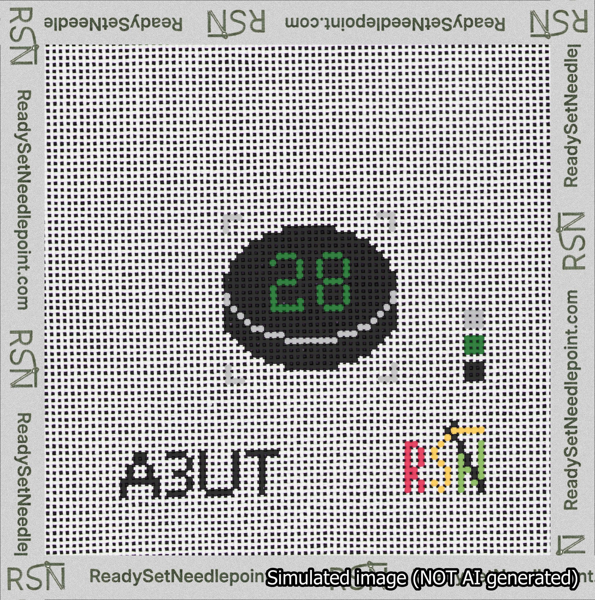 Hockey Puck Bag Charm Green 0-49 Needlepoint Canvas Design