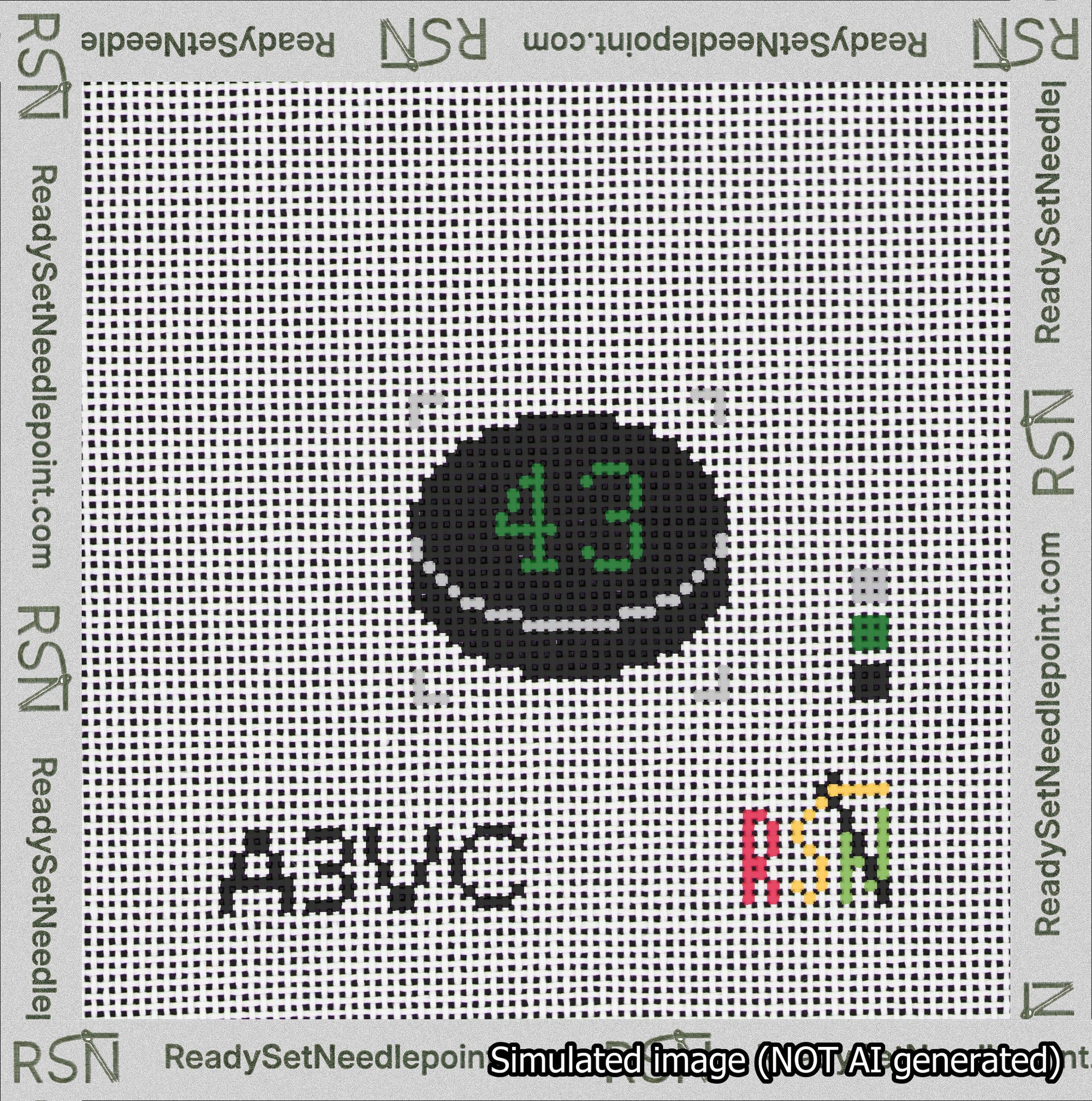 Hockey Puck Bag Charm Green 0-49 Needlepoint Canvas Design