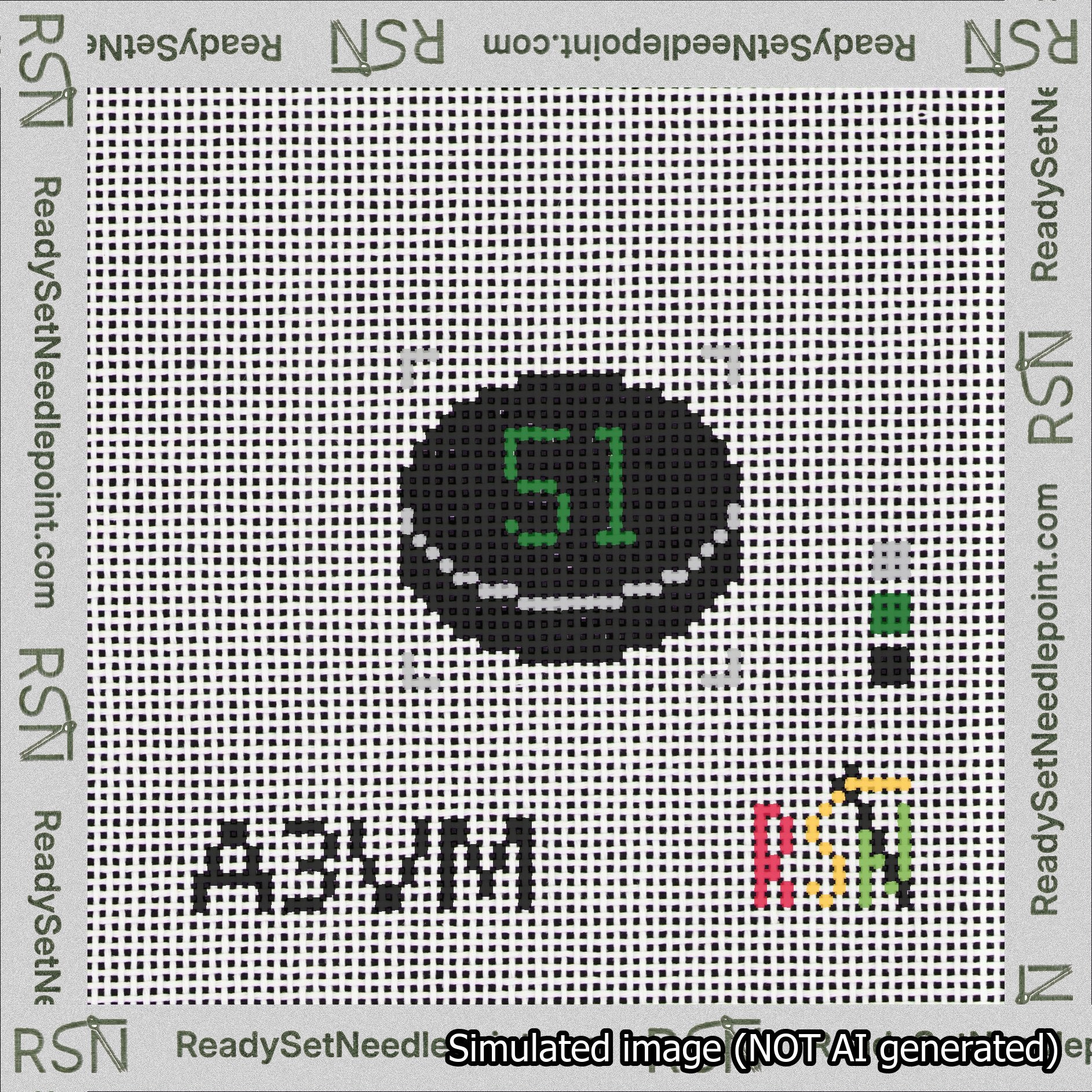 Hockey Puck Bag Charm Green 50-99 Needlepoint Canvas Design