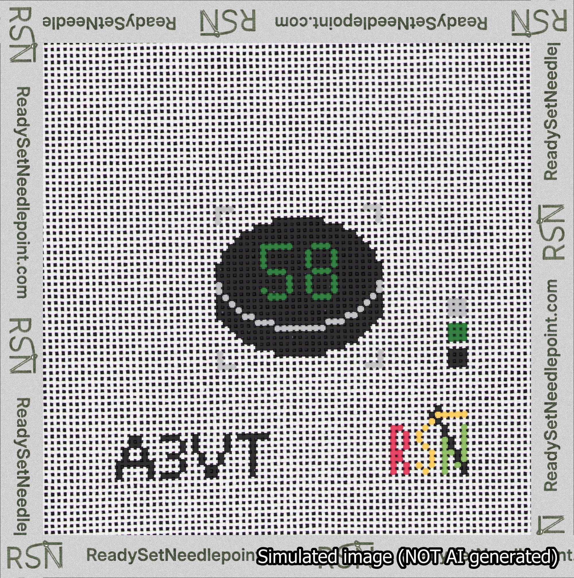 Hockey Puck Bag Charm Green 50-99 Needlepoint Canvas Design