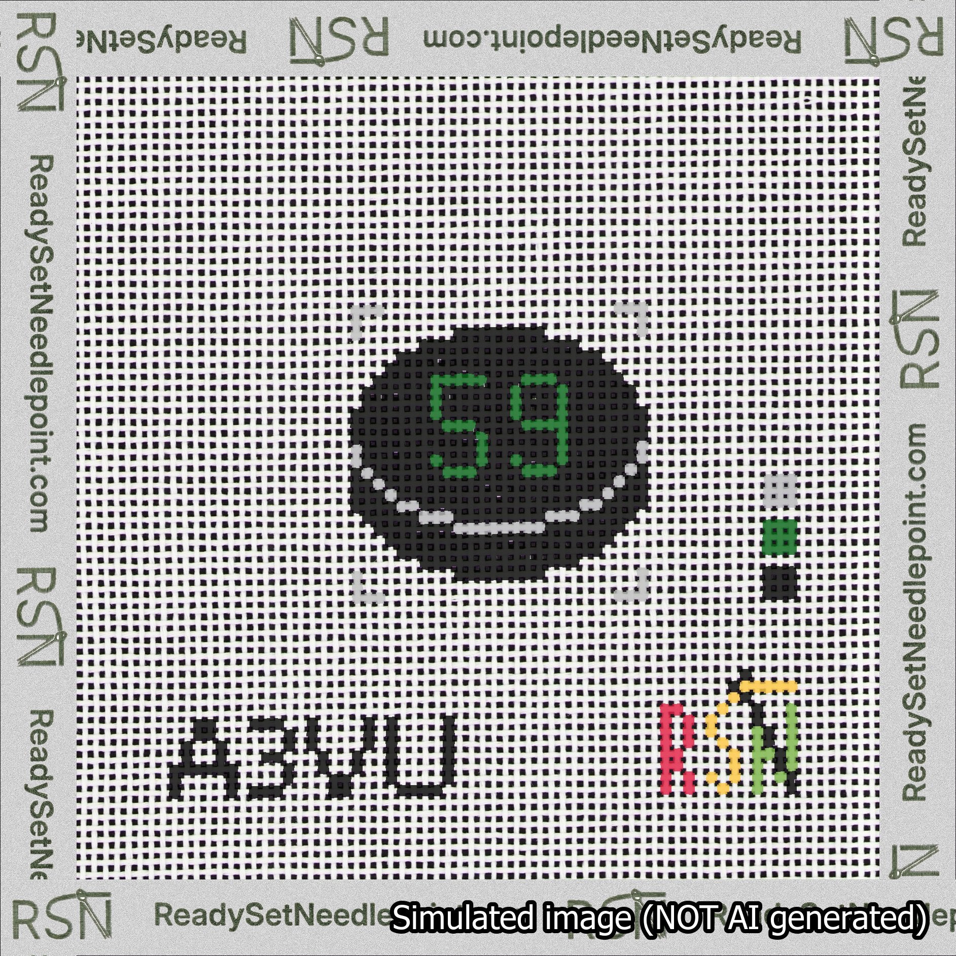 Hockey Puck Bag Charm Green 50-99 Needlepoint Canvas Design