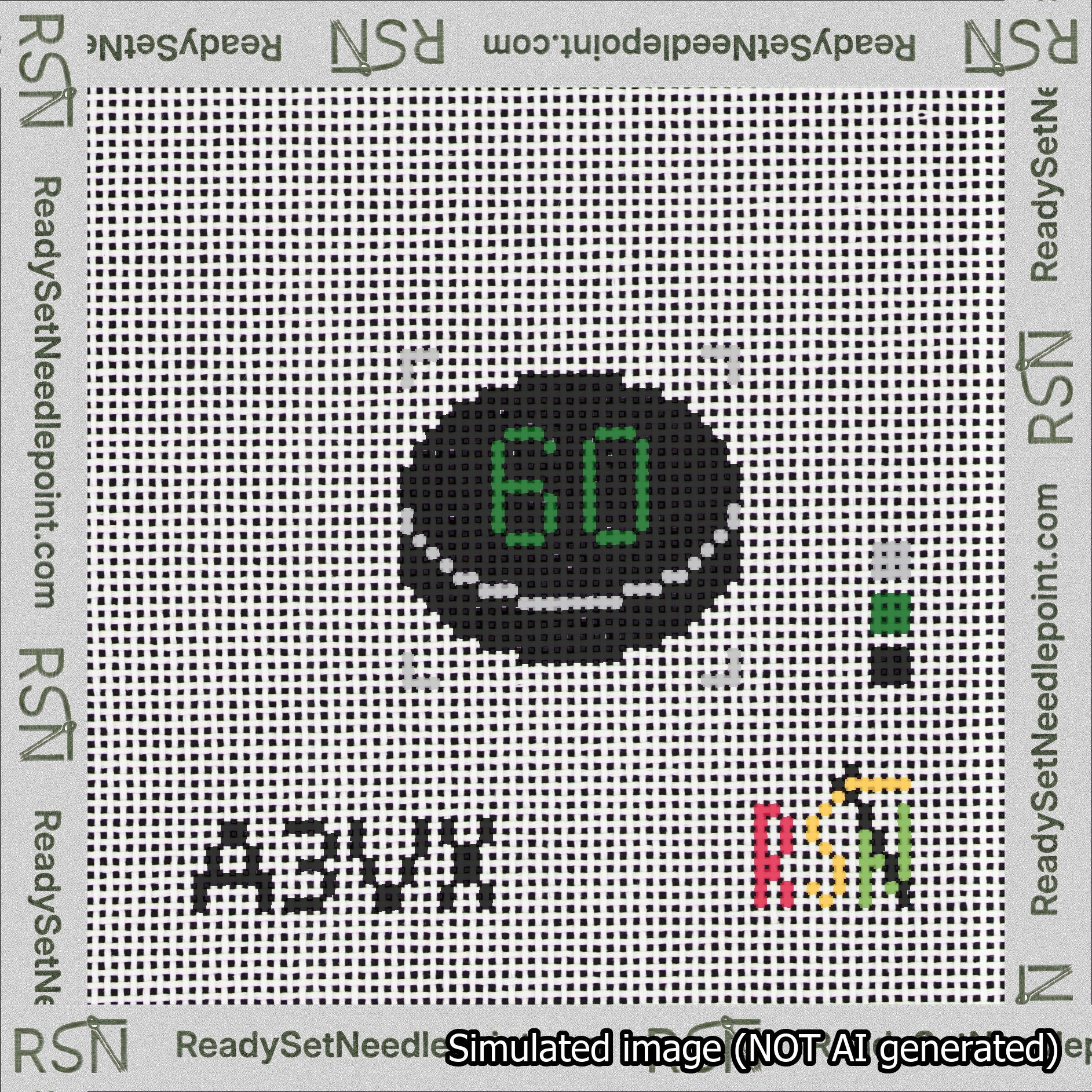 Hockey Puck Bag Charm Green 50-99 Needlepoint Canvas Design