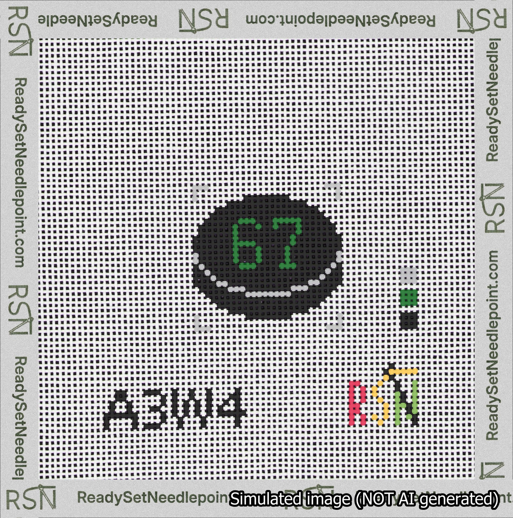 Hockey Puck Bag Charm Green 50-99 Needlepoint Canvas Design