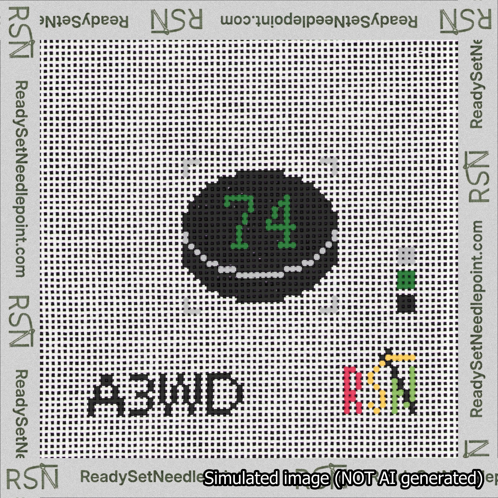 Hockey Puck Bag Charm Green 50-99 Needlepoint Canvas Design