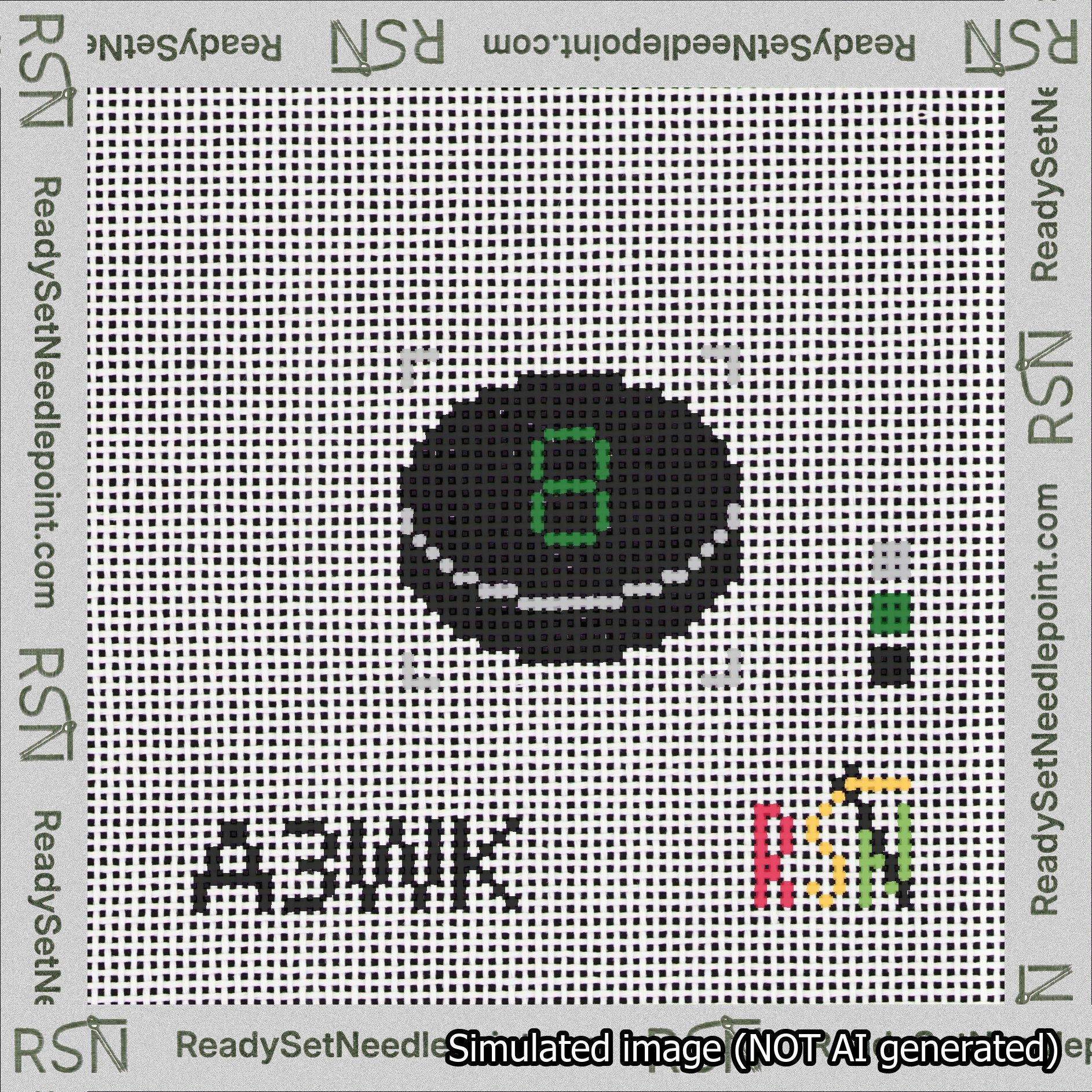 Hockey Puck Bag Charm Green 0-49 Needlepoint Canvas Design