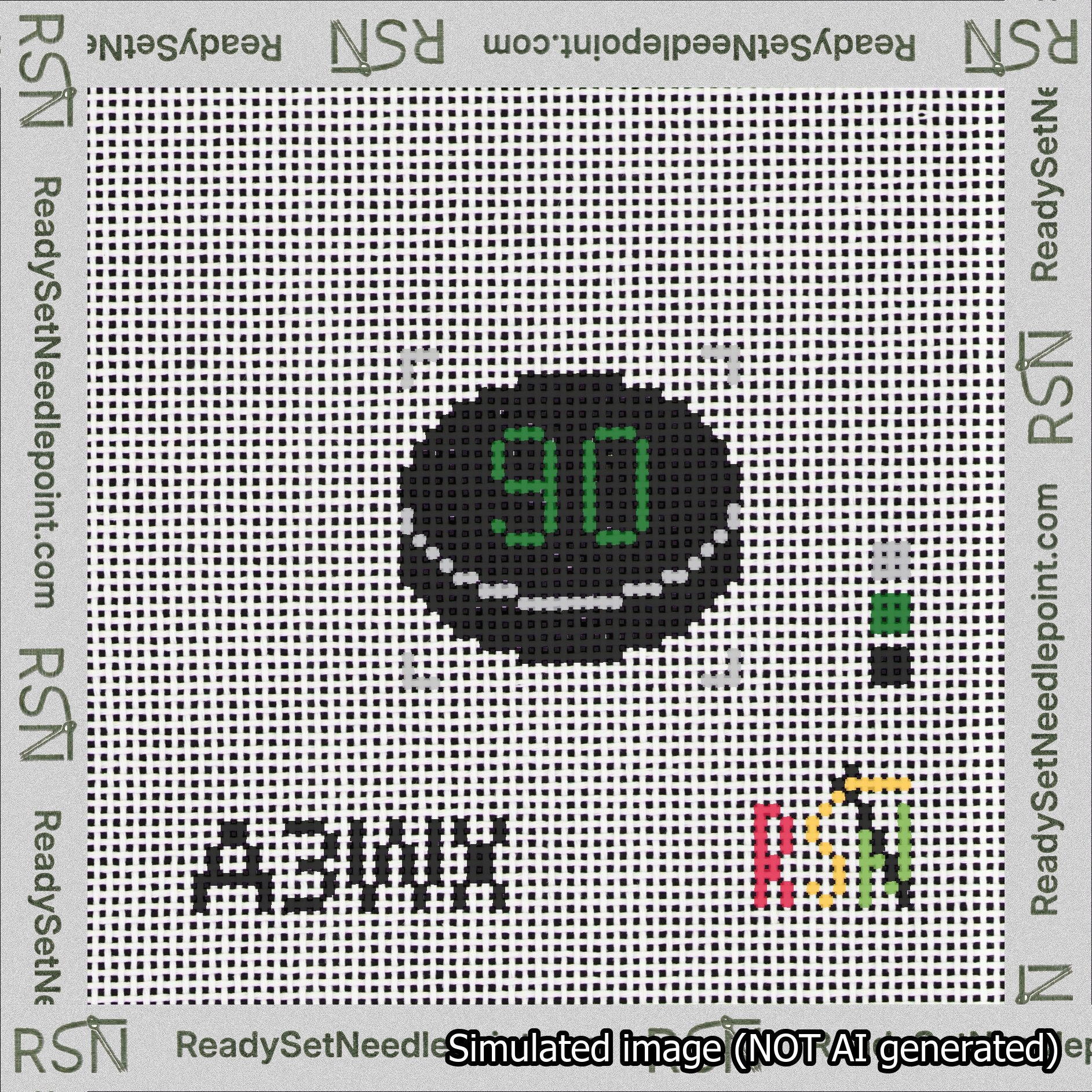 Hockey Puck Bag Charm Green 50-99 Needlepoint Canvas Design