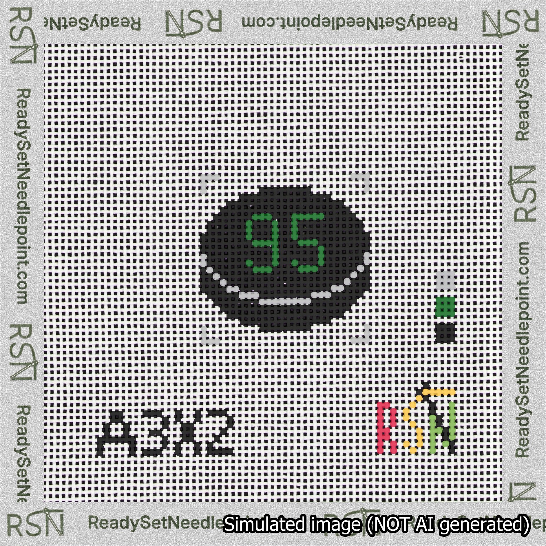 Hockey Puck Bag Charm Green 50-99 Needlepoint Canvas Design