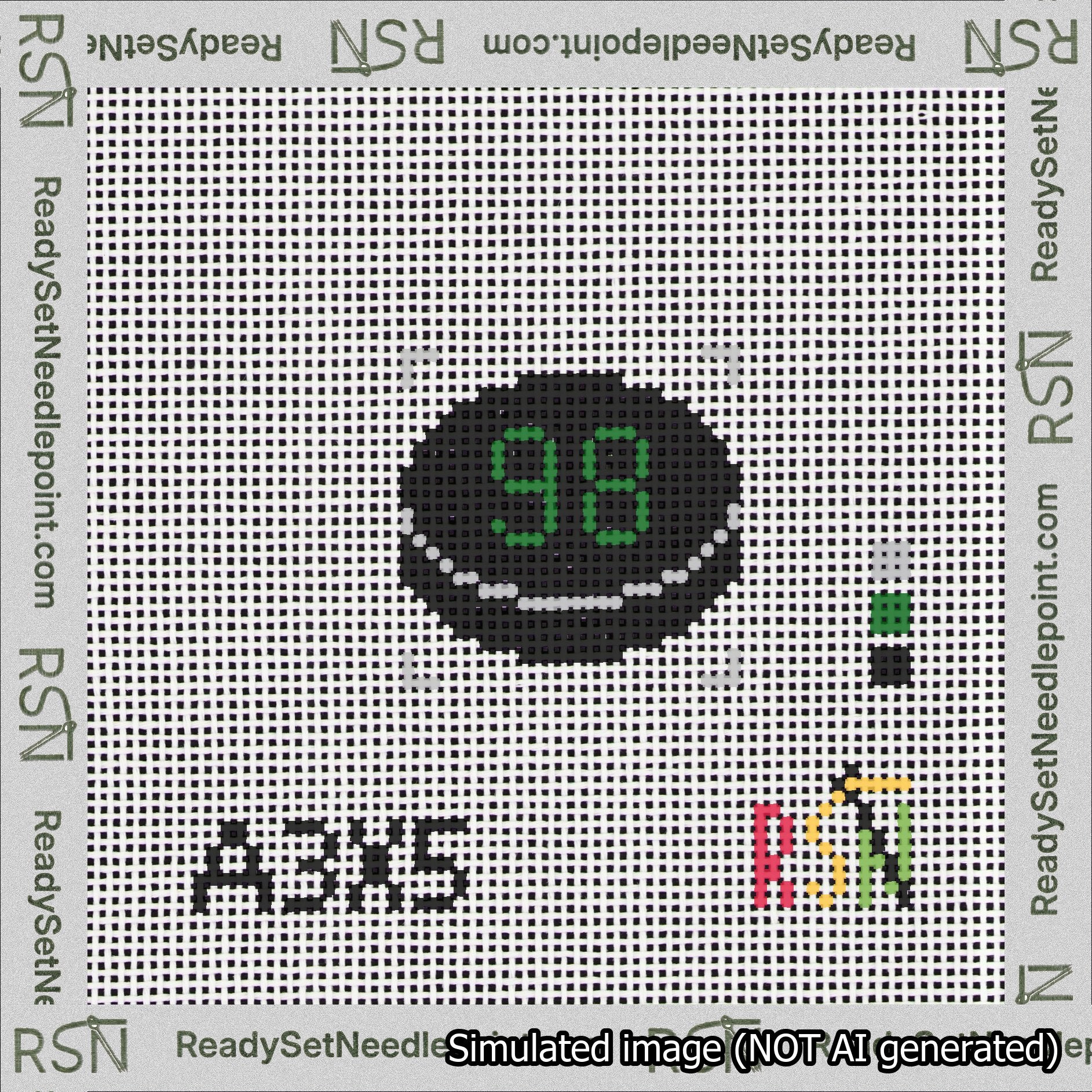 Hockey Puck Bag Charm Green 50-99 Needlepoint Canvas Design