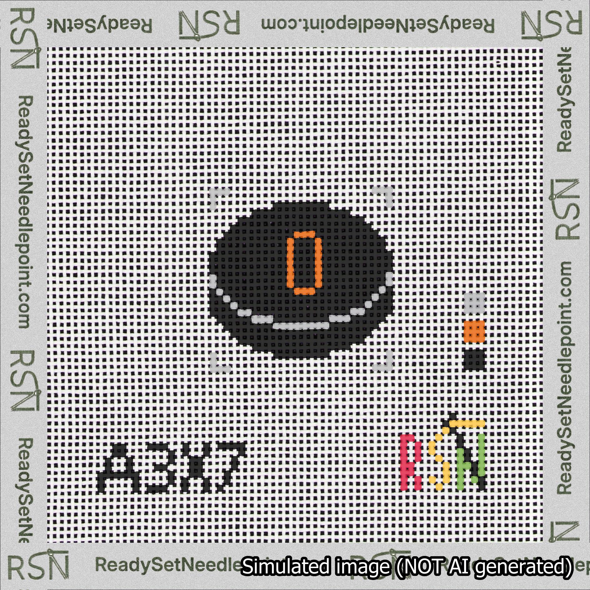 Hockey Puck Bag Charm Orange 0-49 Needlepoint Canvas Design