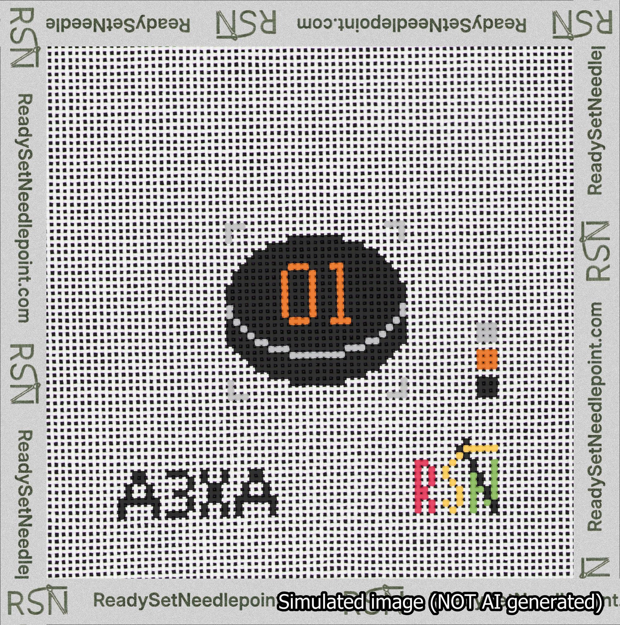 Hockey Puck Bag Charm Orange 0-49 Needlepoint Canvas Design