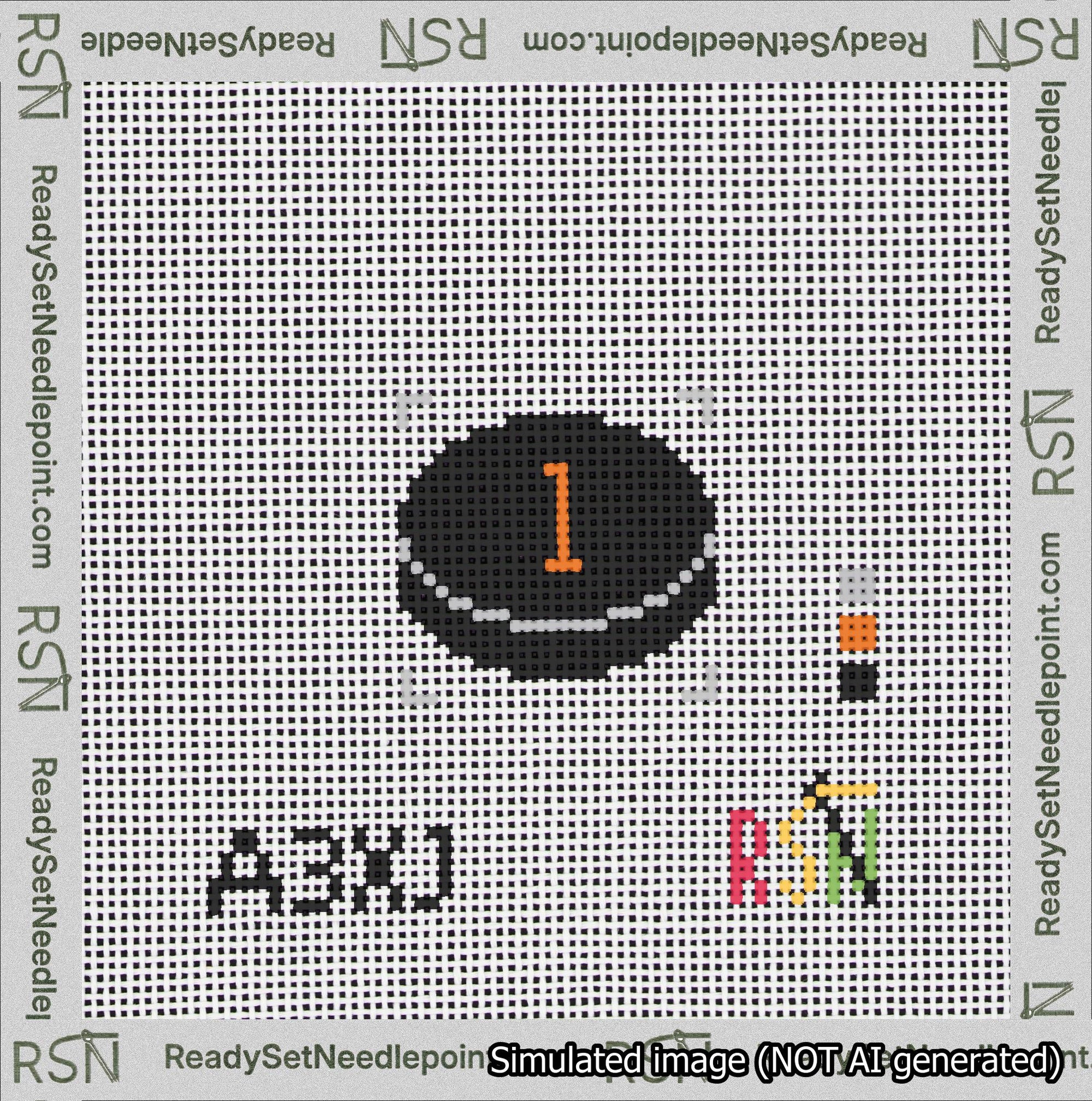 Hockey Puck Bag Charm Orange 0-49 Needlepoint Canvas Design