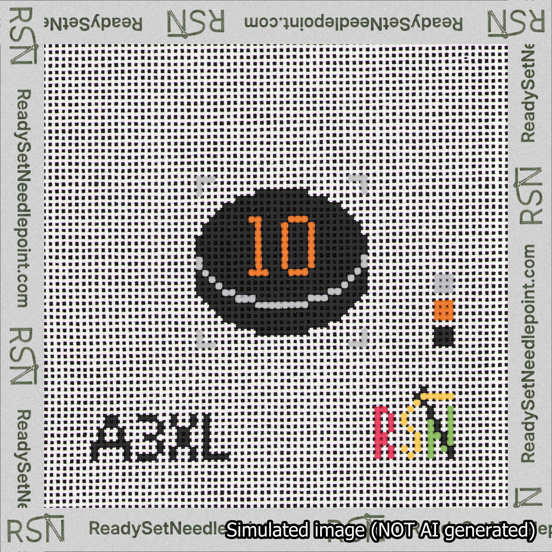 Hockey Puck Bag Charm Orange 0-49 Needlepoint Canvas Design