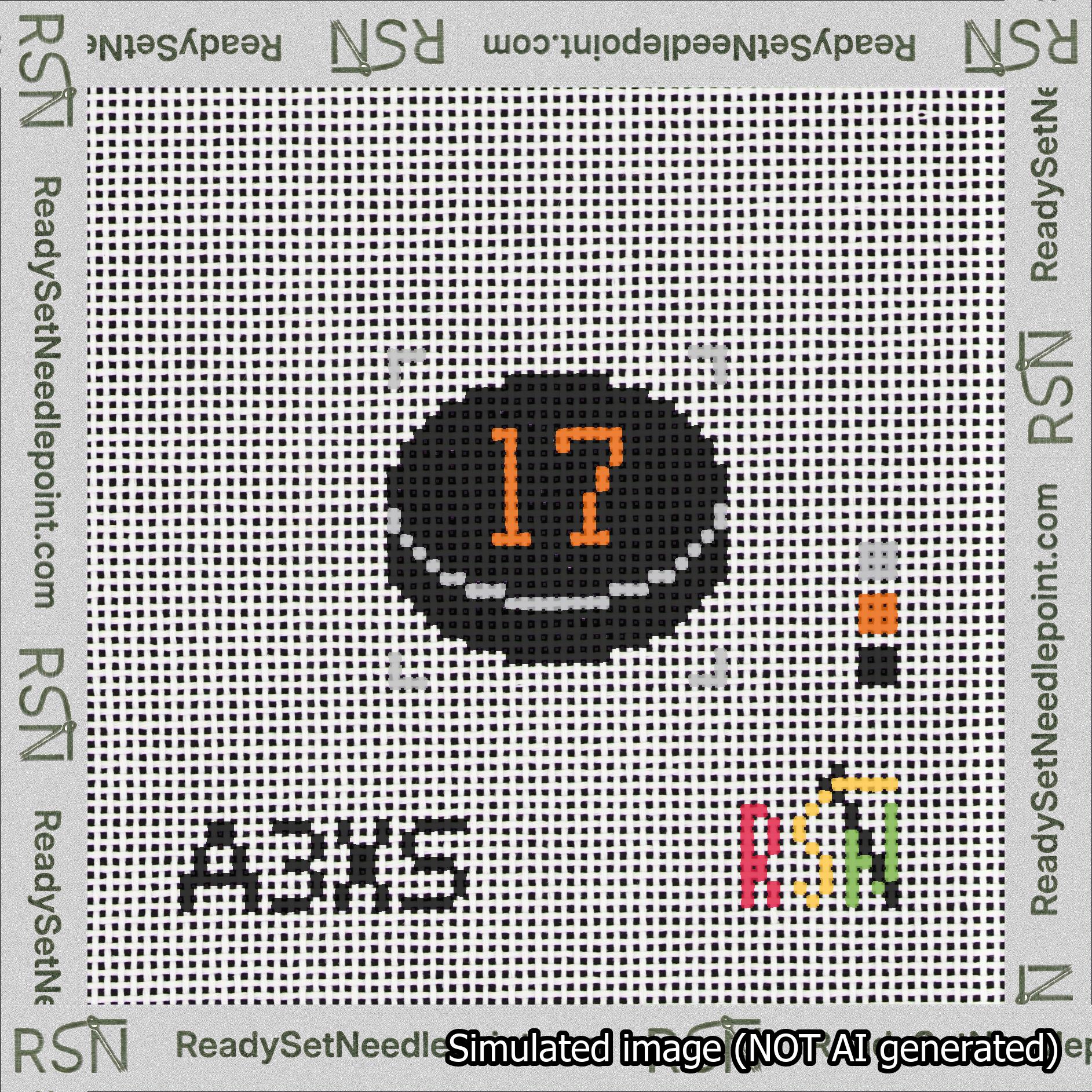 Hockey Puck Bag Charm Orange 0-49 Needlepoint Canvas Design