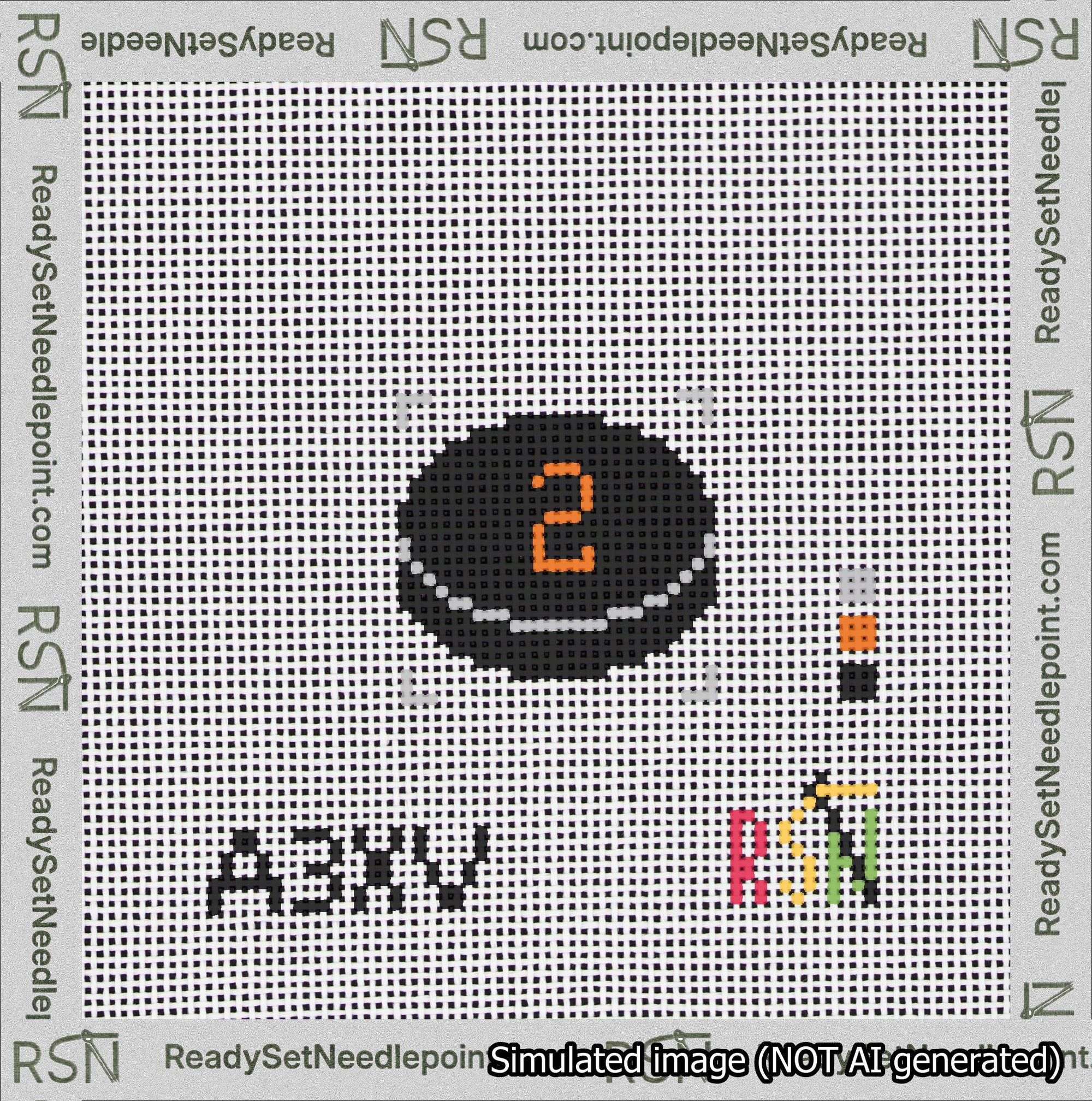 Hockey Puck Bag Charm Orange 0-49 Needlepoint Canvas Design