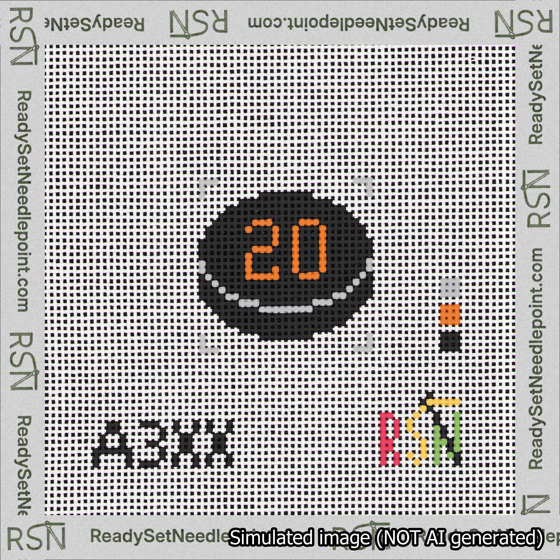 Hockey Puck Bag Charm Orange 0-49 Needlepoint Canvas Design