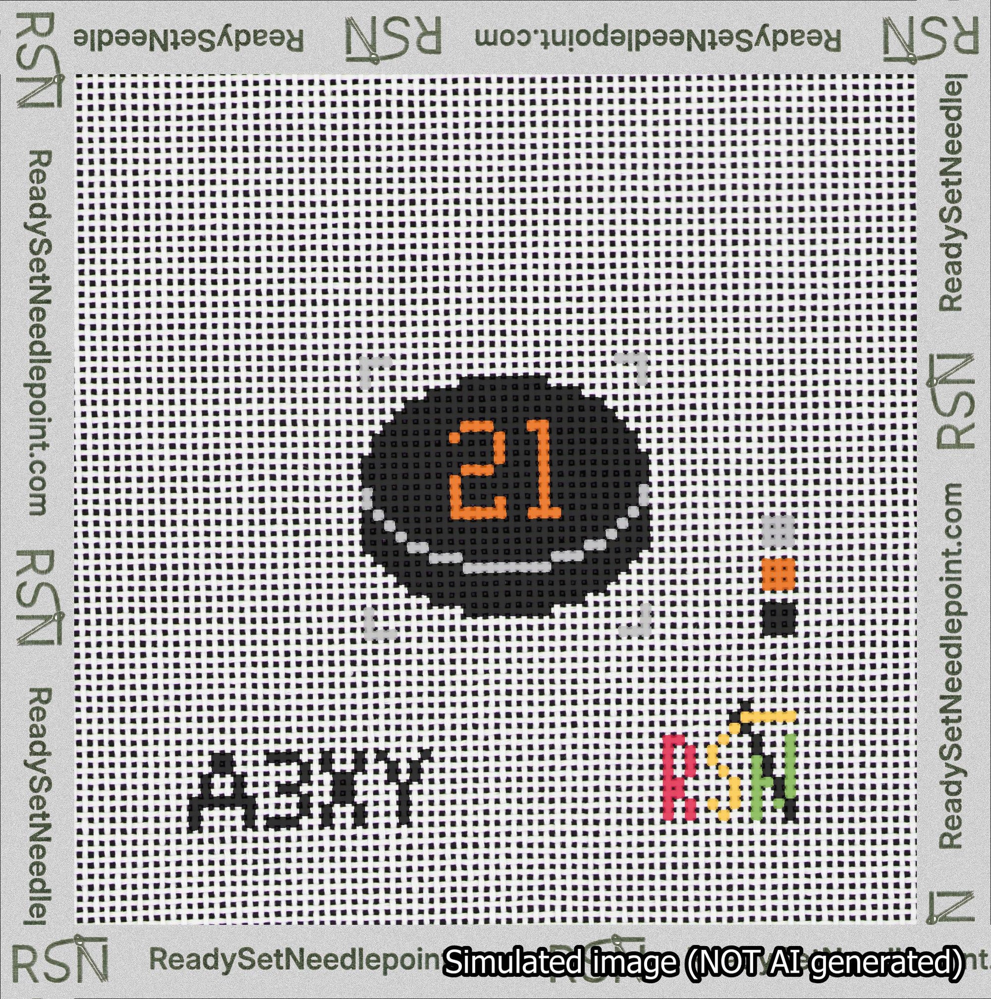 Hockey Puck Bag Charm Orange 0-49 Needlepoint Canvas Design