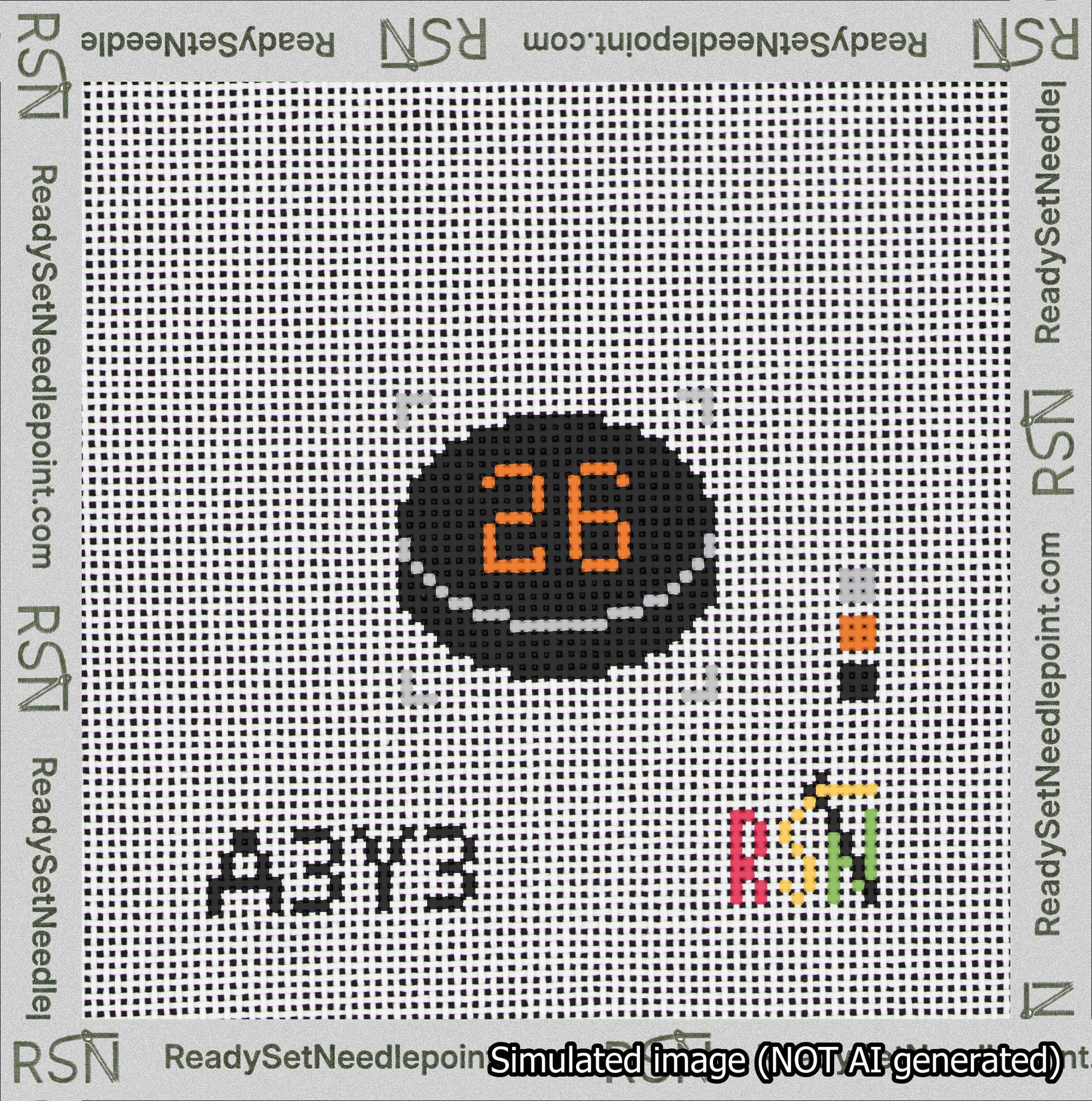 Hockey Puck Bag Charm Orange 0-49 Needlepoint Canvas Design