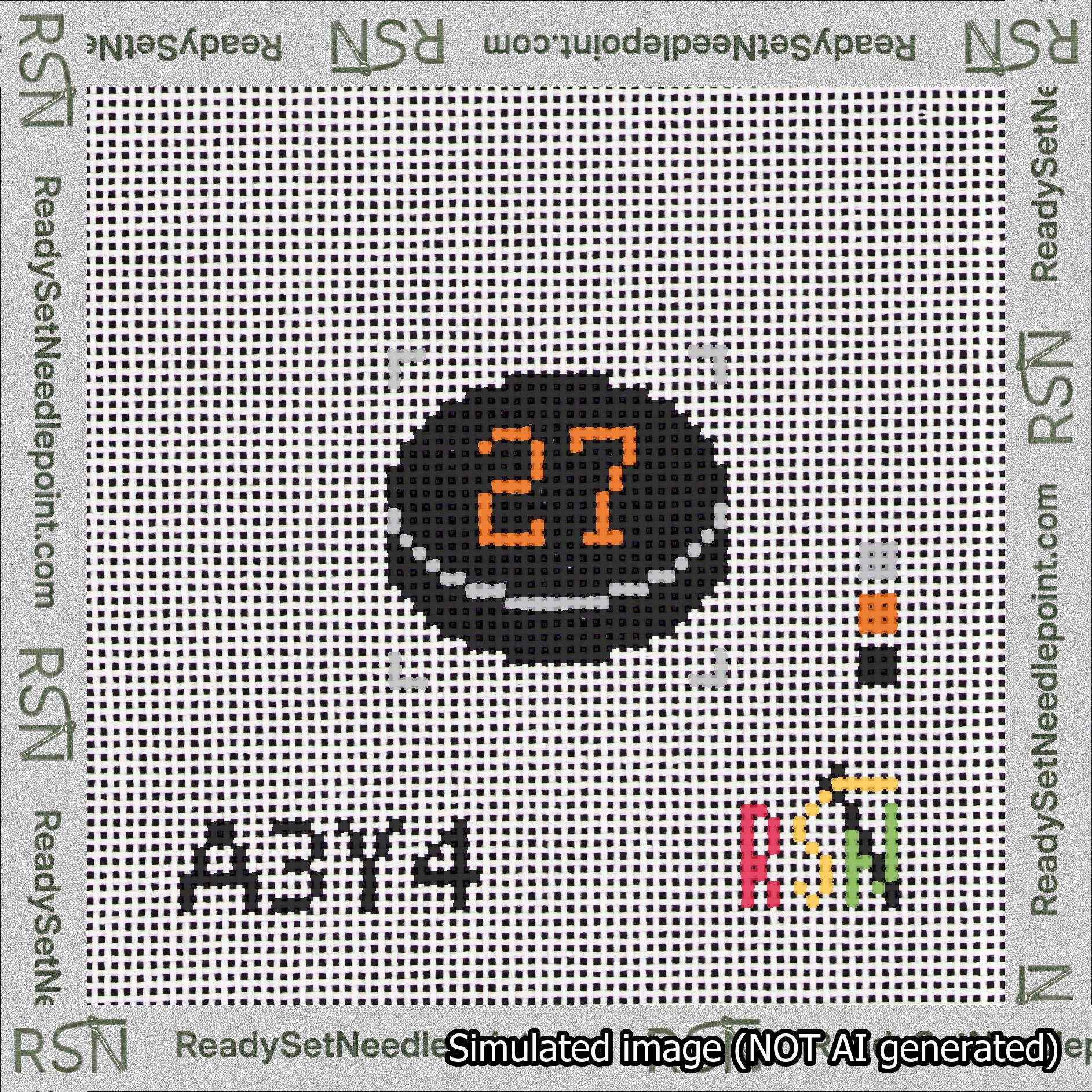 Hockey Puck Bag Charm Orange 0-49 Needlepoint Canvas Design