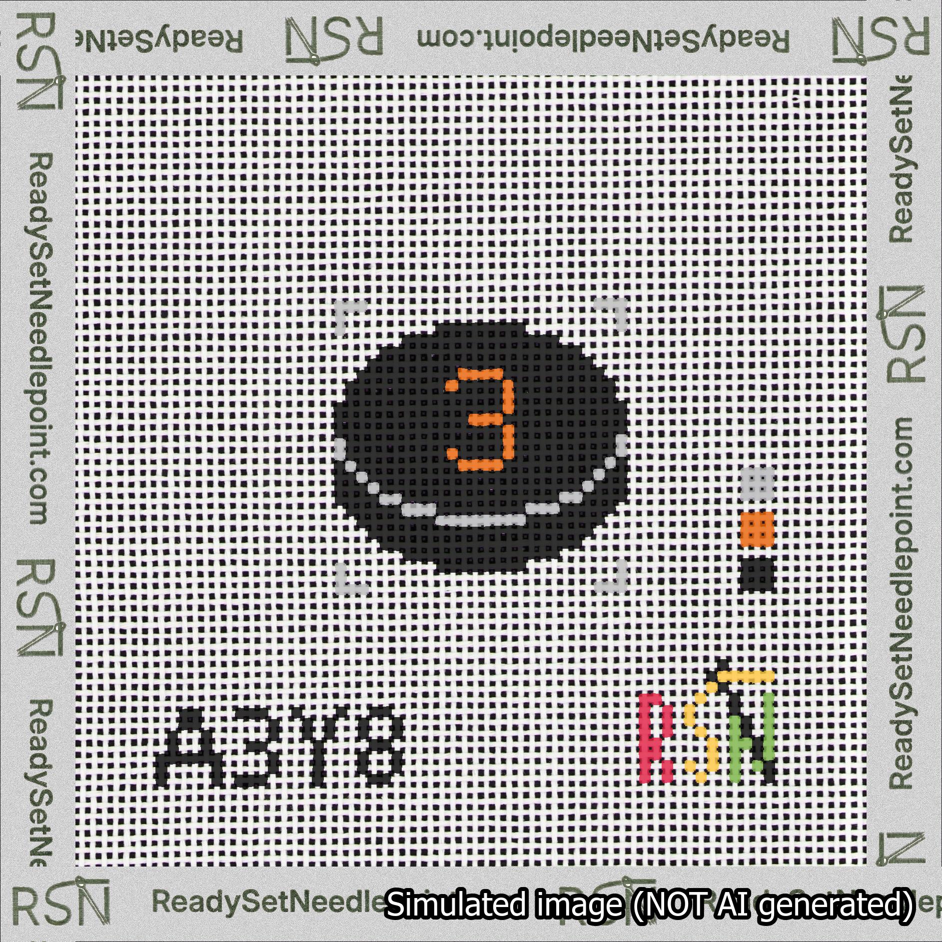 Hockey Puck Bag Charm Orange 0-49 Needlepoint Canvas Design